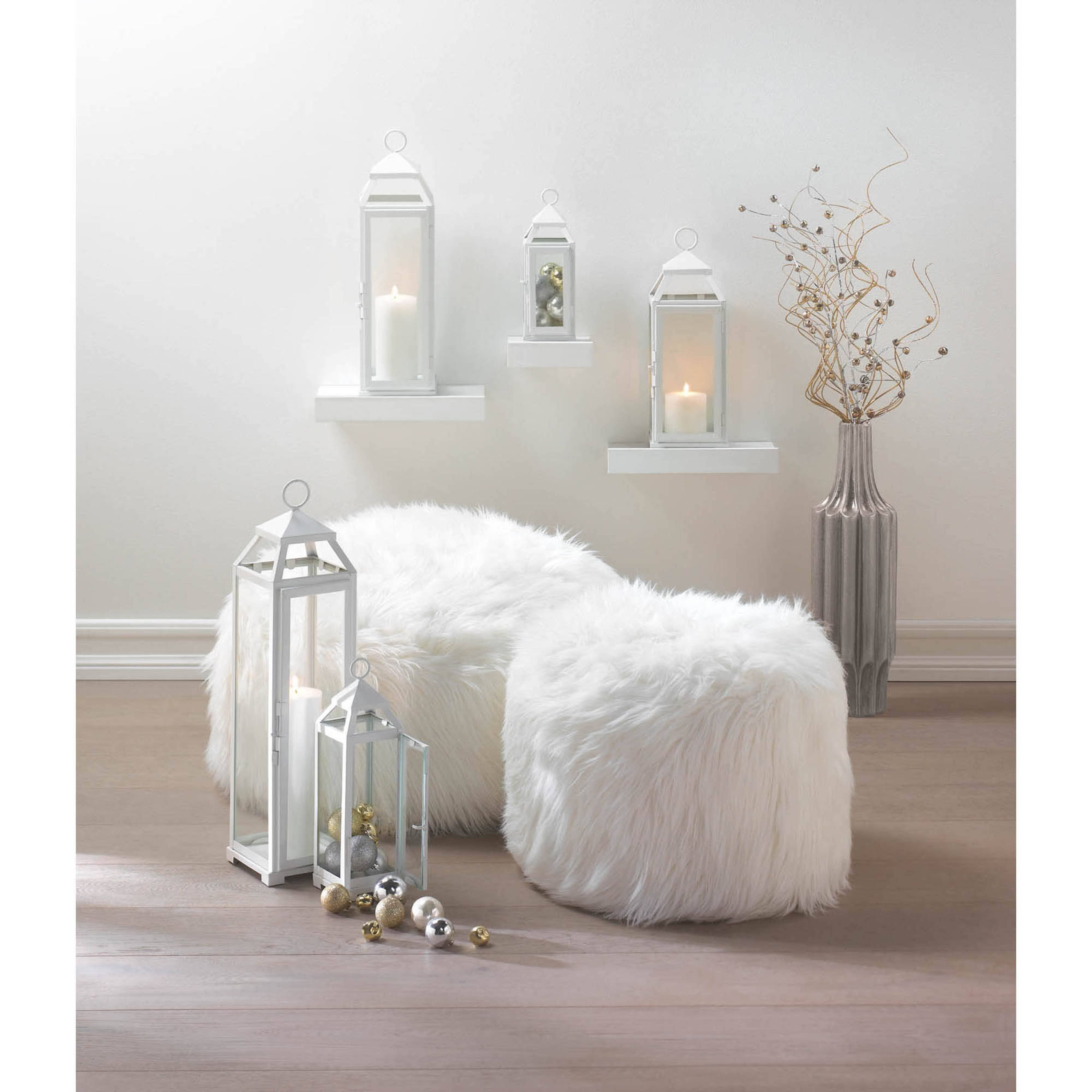 19" Country White Open Top Lantern