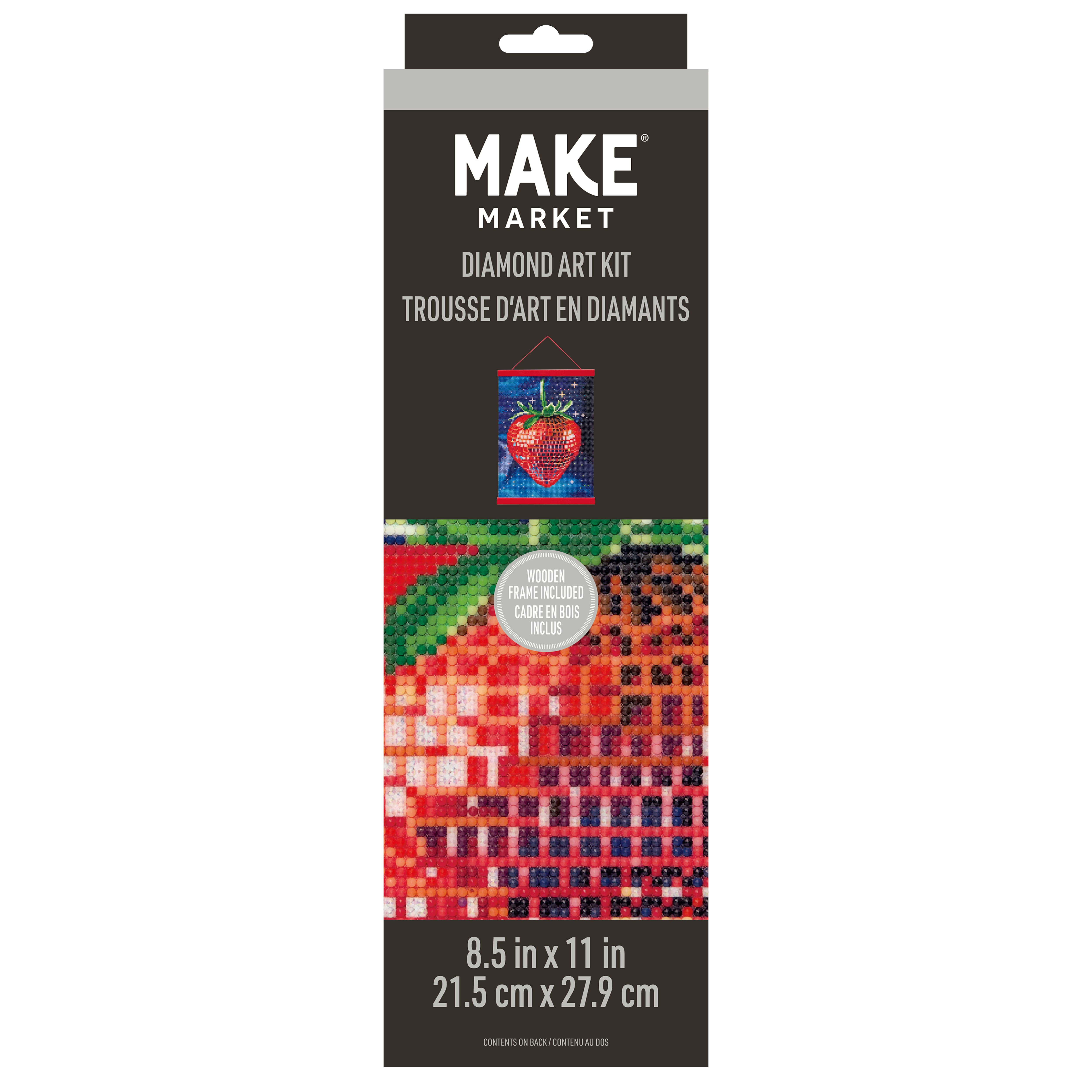8.5" x 11" Strawberry Diamond Art Kit with Wooden Frame by Make Market®
