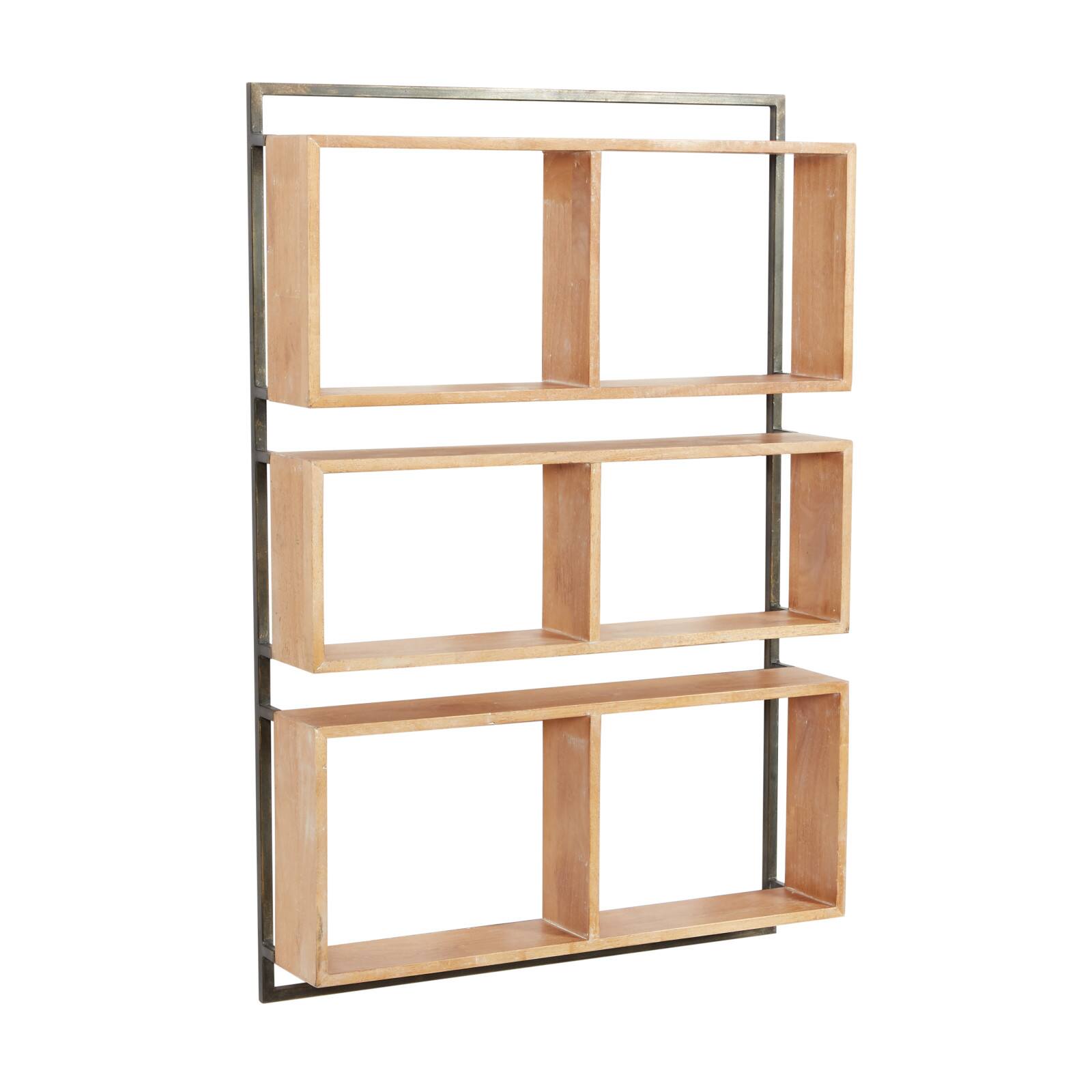 Brown Wood Industrial Wall Shelf, 35" x 24" x 6"