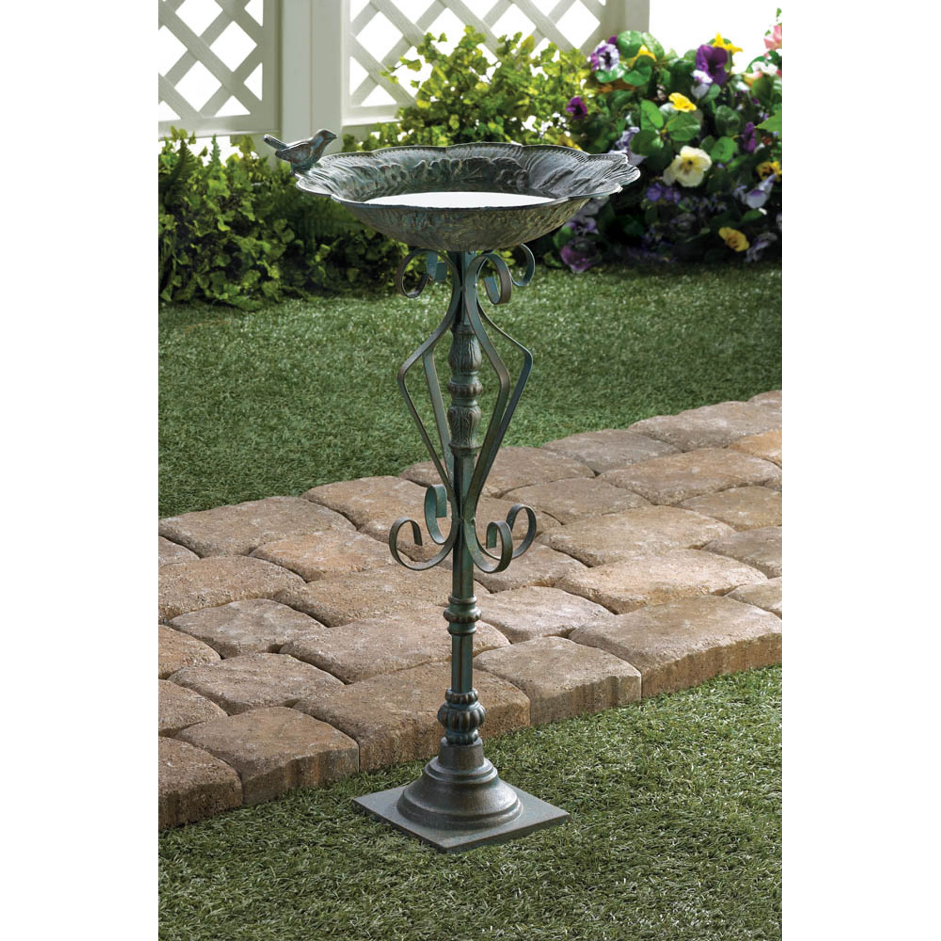 27" Speckled Green Birdbath