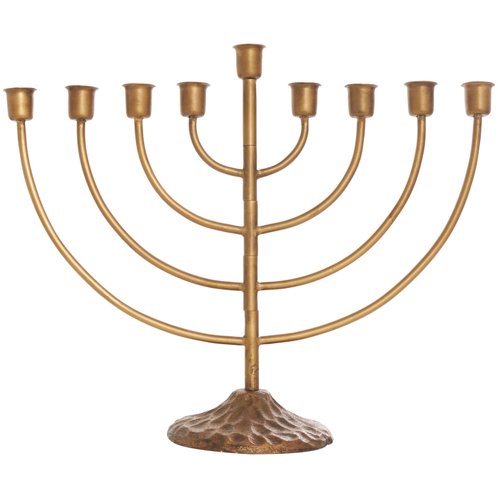 17" Bronze Metal Layered Arch Candelabra with Textured Base