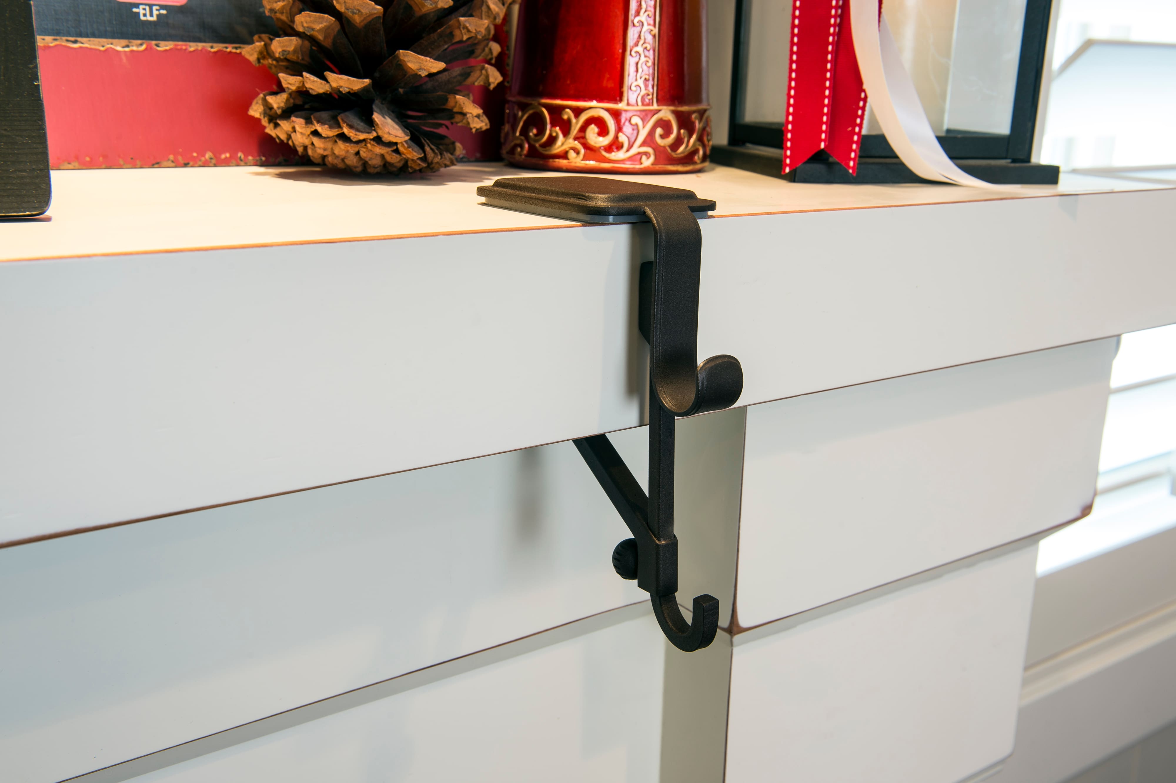 Brown Mantel Garland & Christmas Stocking Holder, 2ct.