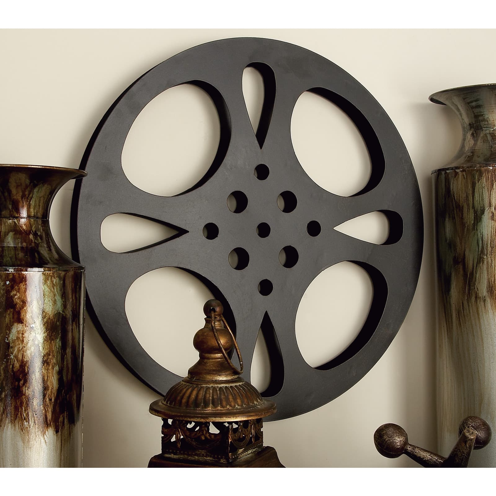 Gray Round Metal Industrial Wall Décor