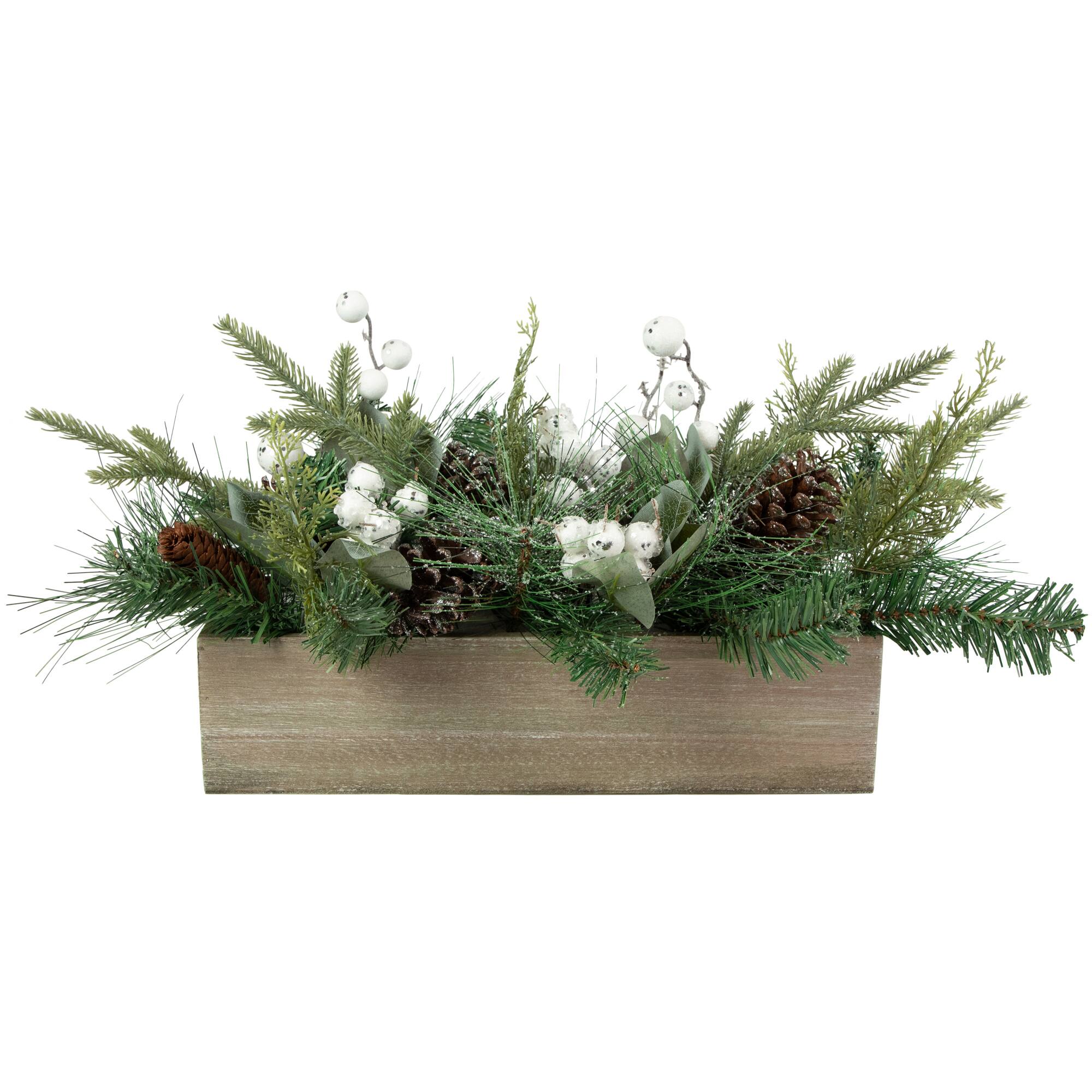 20" Mixed Pine with Pine Cones and Berries Christmas Floral Arrangement