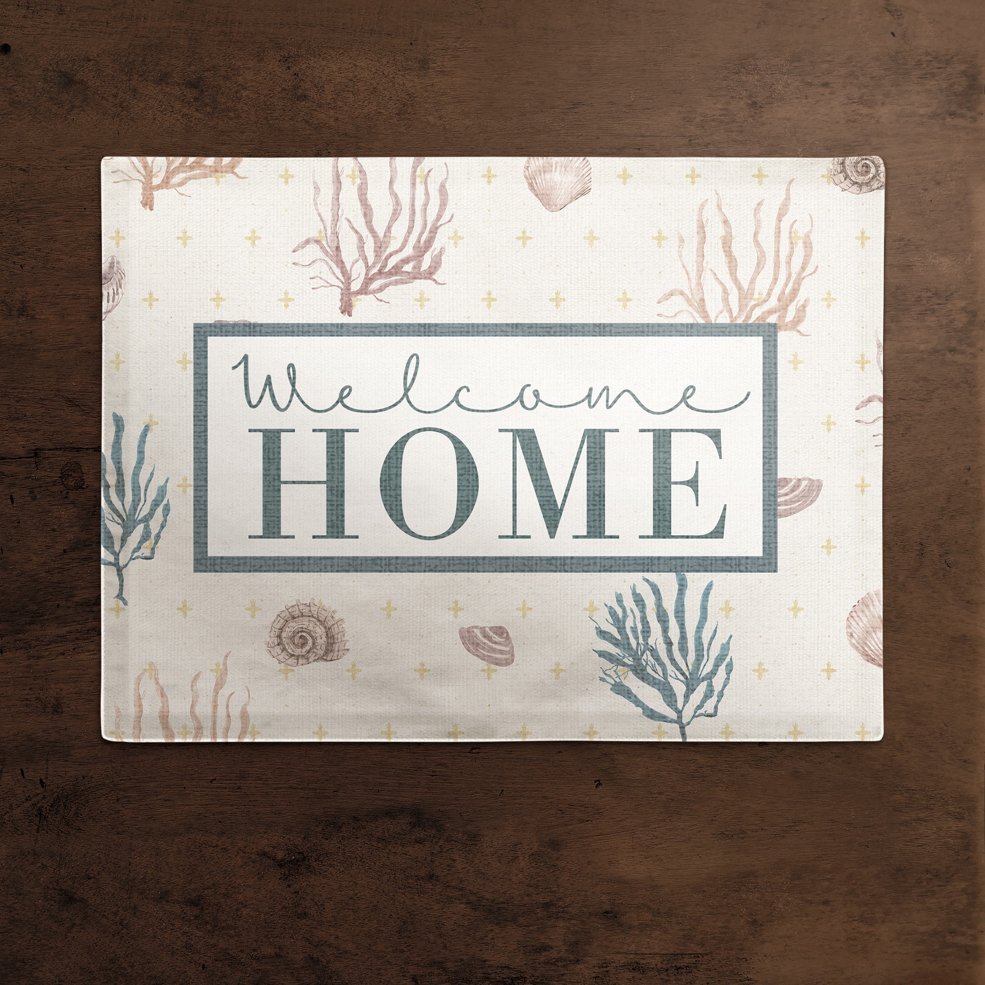 Welcome Home Multi Shell Coral & Plus Cotton Twill Placemat