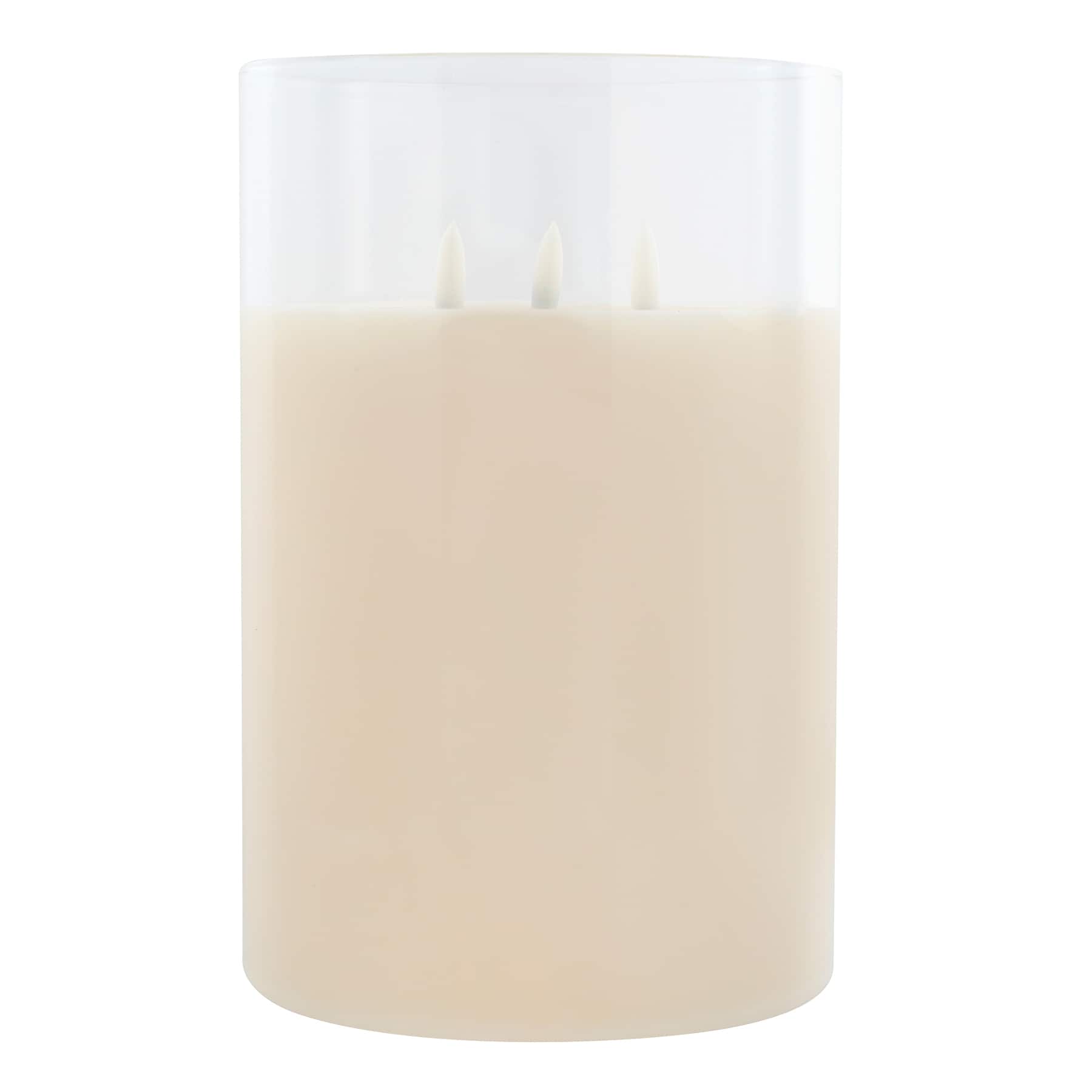 9" LED 3-Wick Flickering Glass & Wax Candle by Ashland®