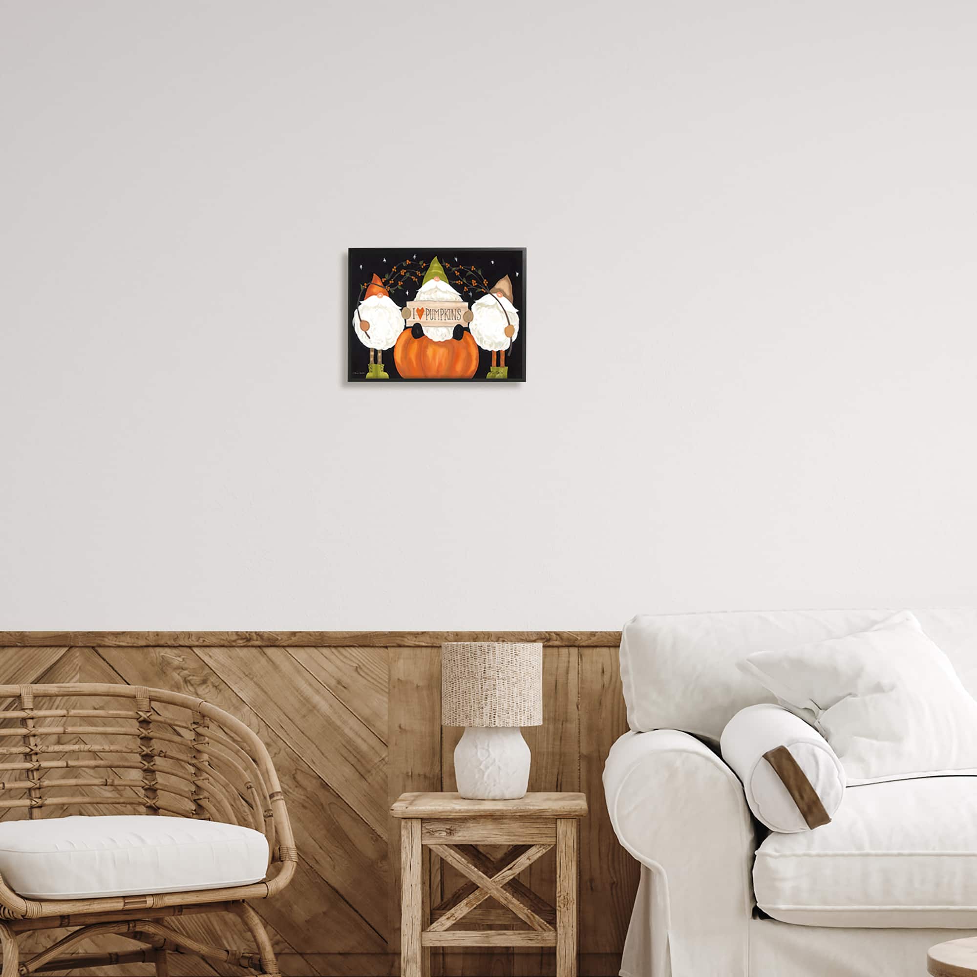 Stupell Industries I Love Pumpkins Seasonal Gnomes Framed Giclee Art