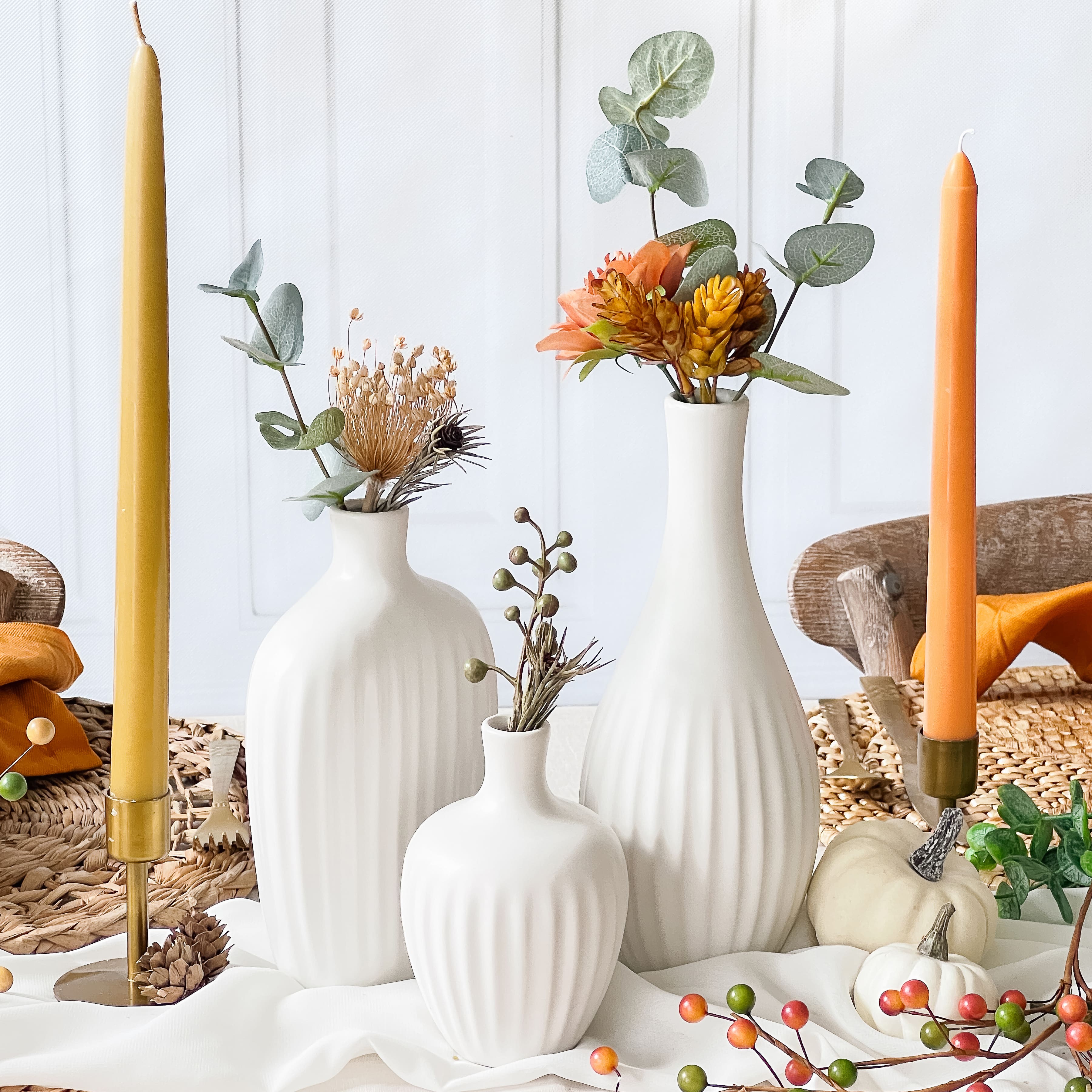 Kate Aspen® White Textured Ceramic Minimalist Vase Set