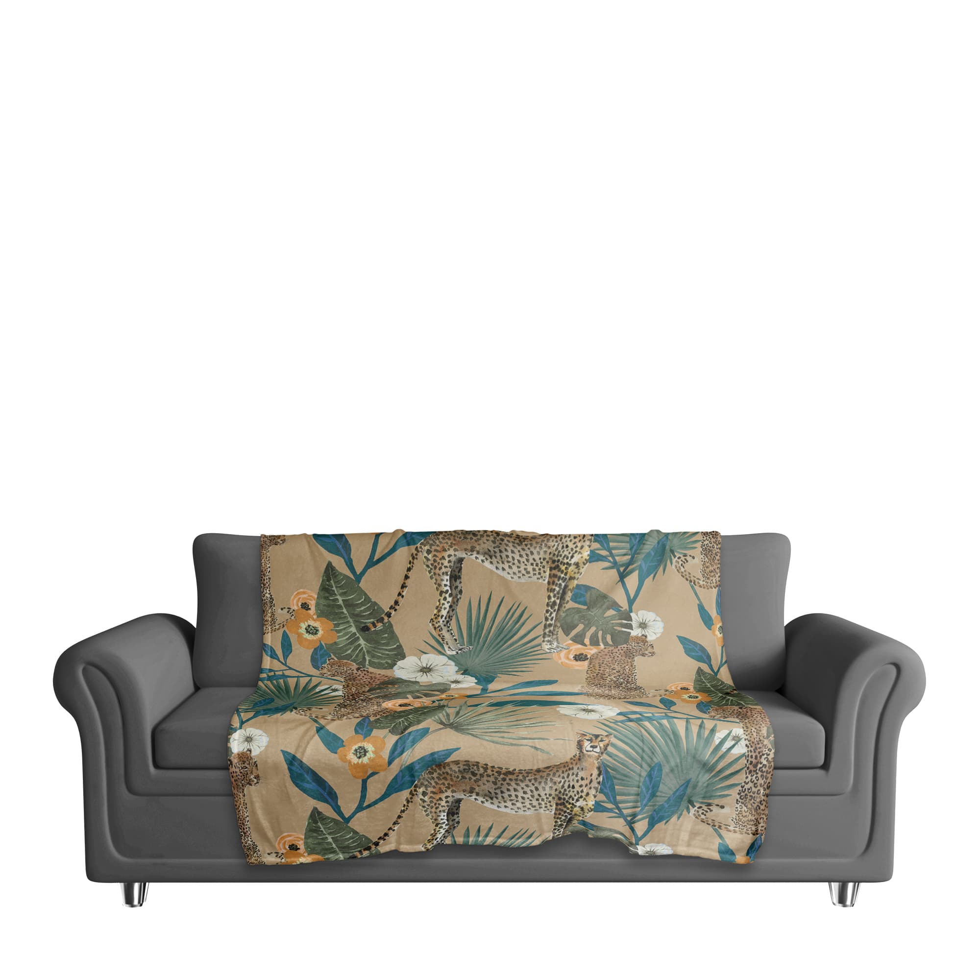 Tropical Cheetah Coral Fleece Blanket