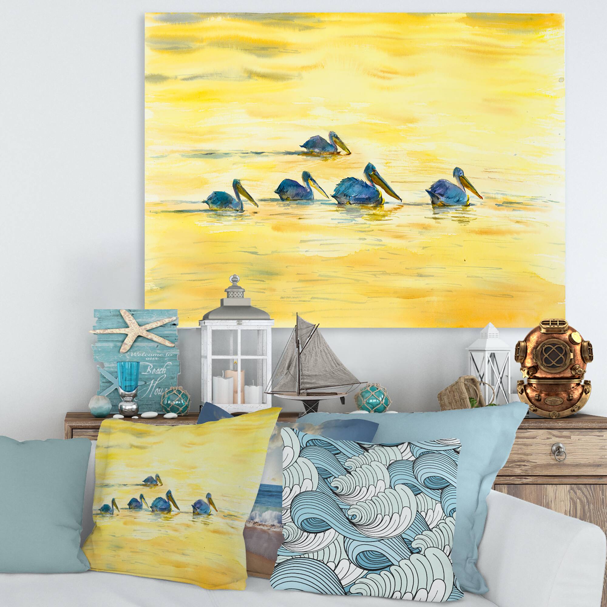 Designart - Pelicans On The Yellow River