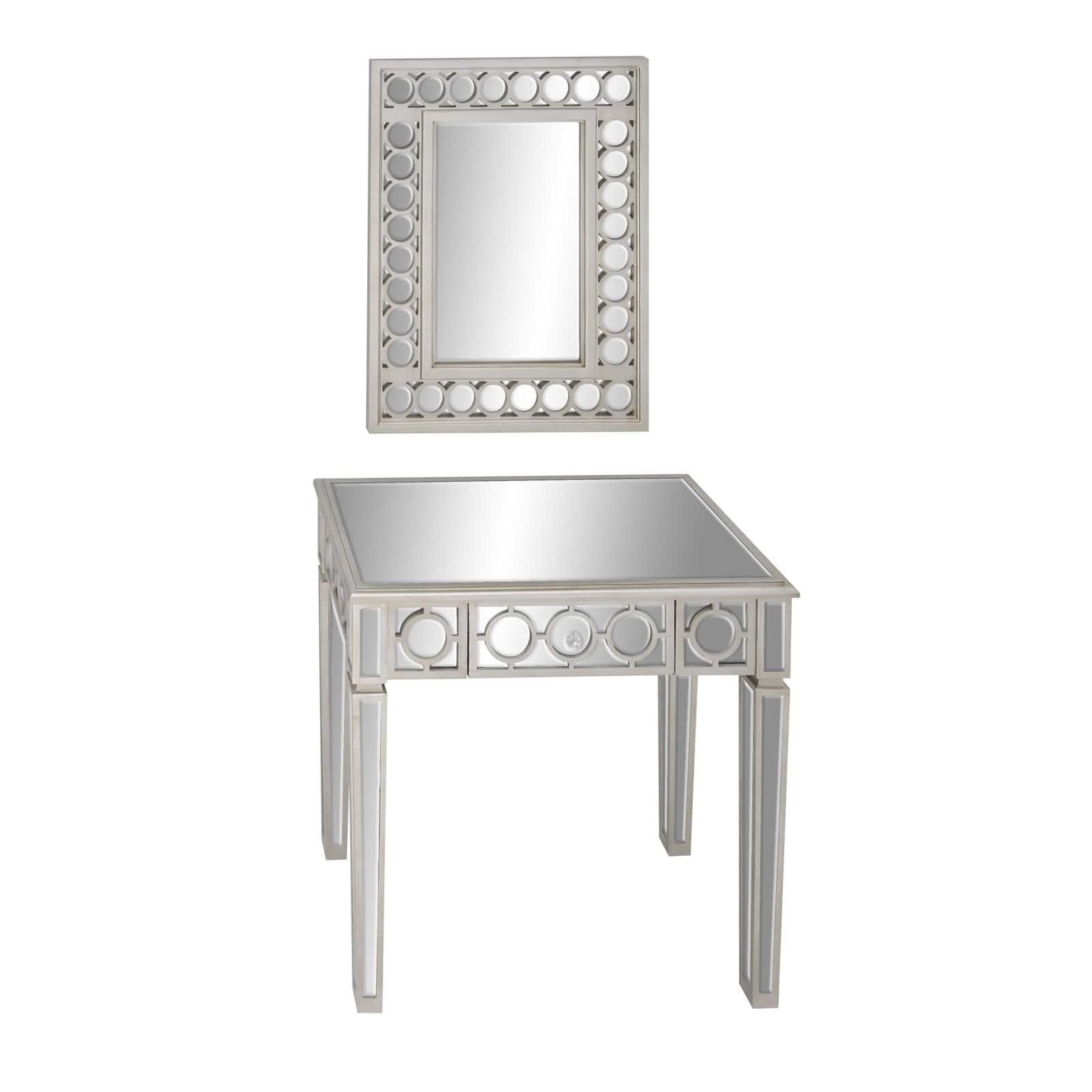 Set of 2 Grey Wood Glam Console Table, 31" x 31"