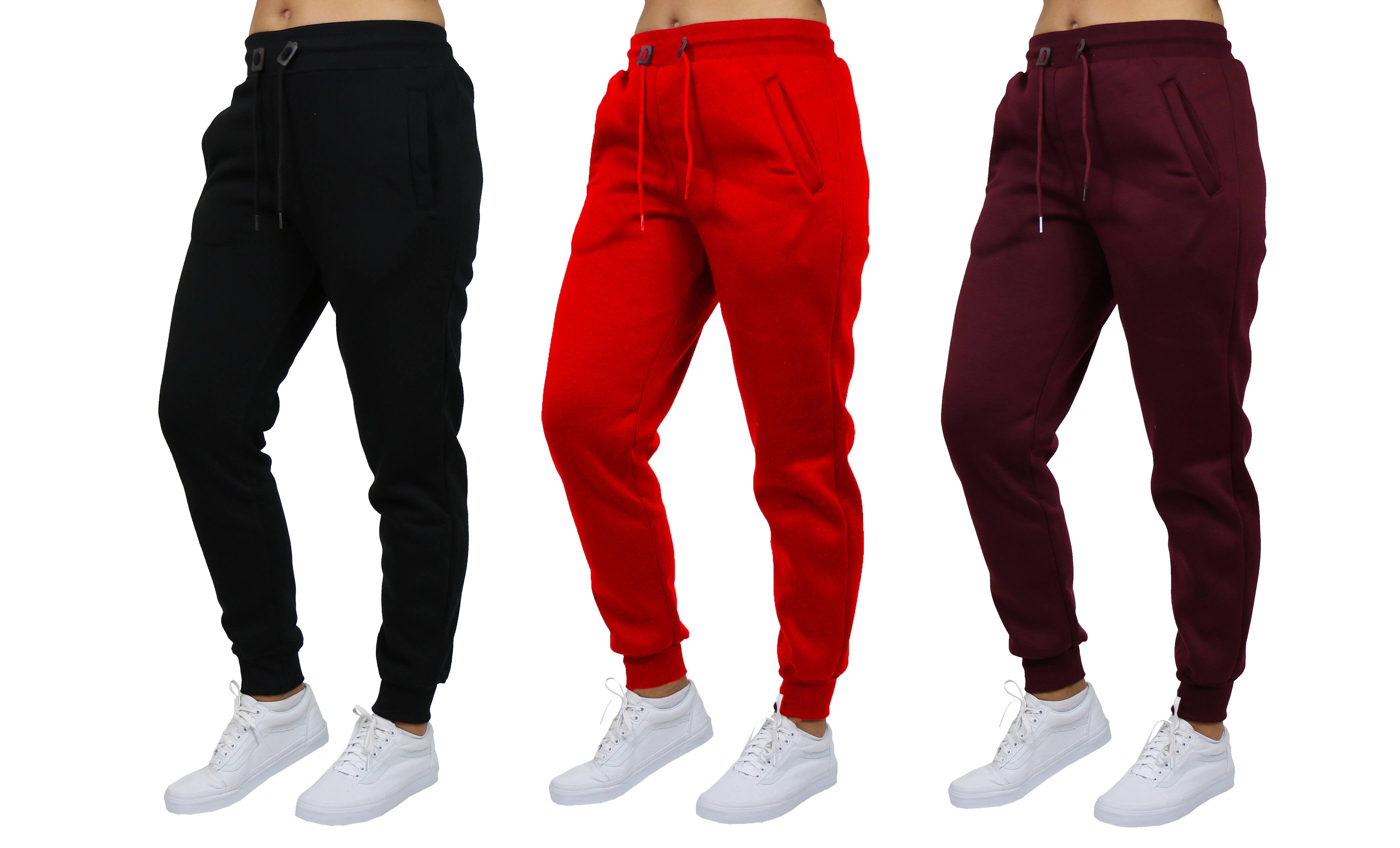 Galaxy by Harvic Women's Relaxed Fit Fleece-Lined Jogger Sweatpants 3 Pack