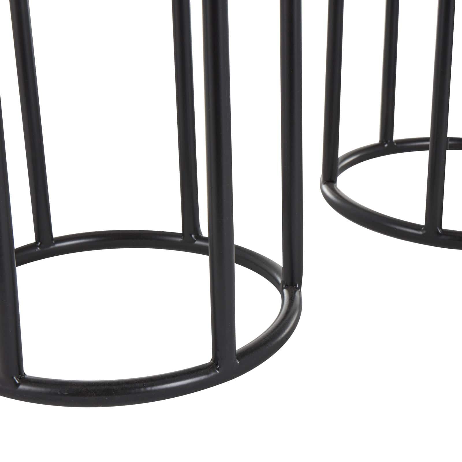 Black Metal Wash Textured Planter with Open Framed Black Caged Base Set