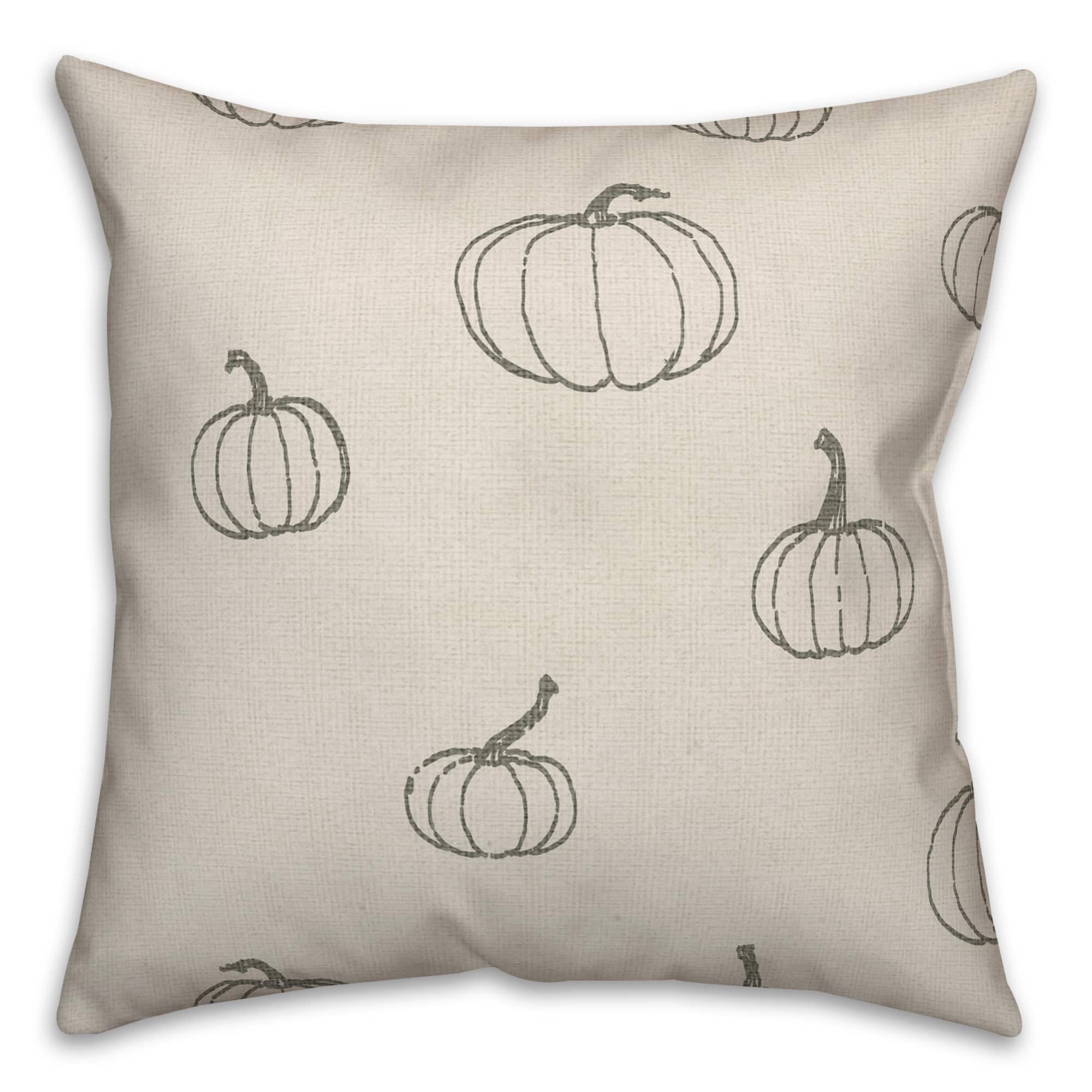 Gray Mini Pumpkin Pattern Throw Pillow