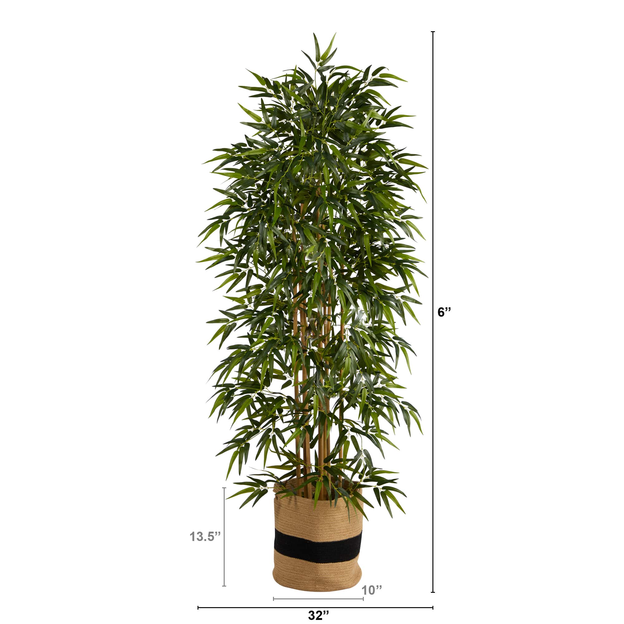 6ft. Bamboo Artificial Tree with 1024 Bendable Branches in Handmade Natural Cotton Planter