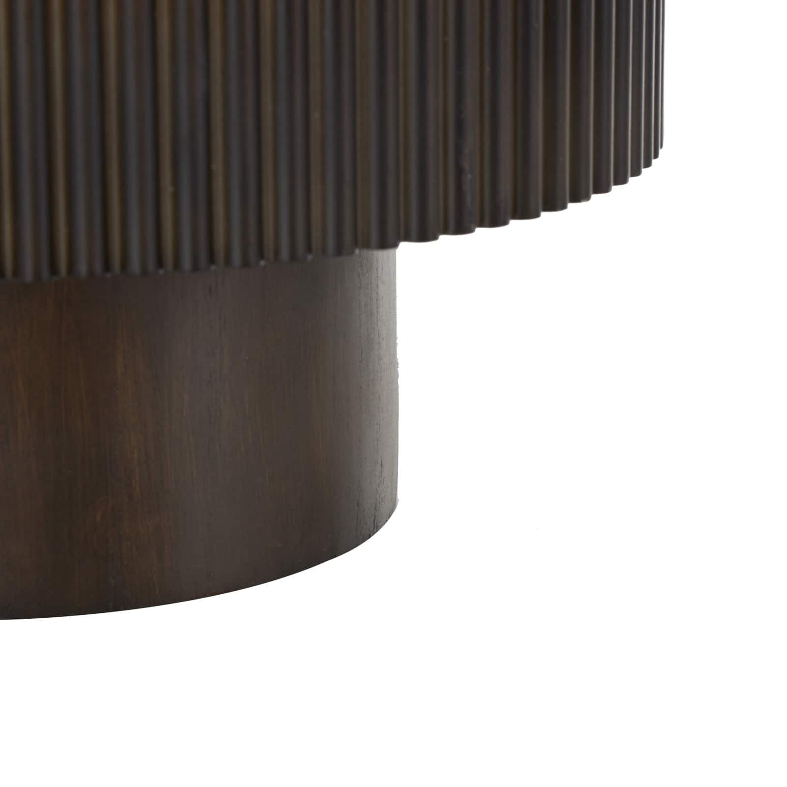 14" Wood Ribbed Decorative Bowl with Elevated Base