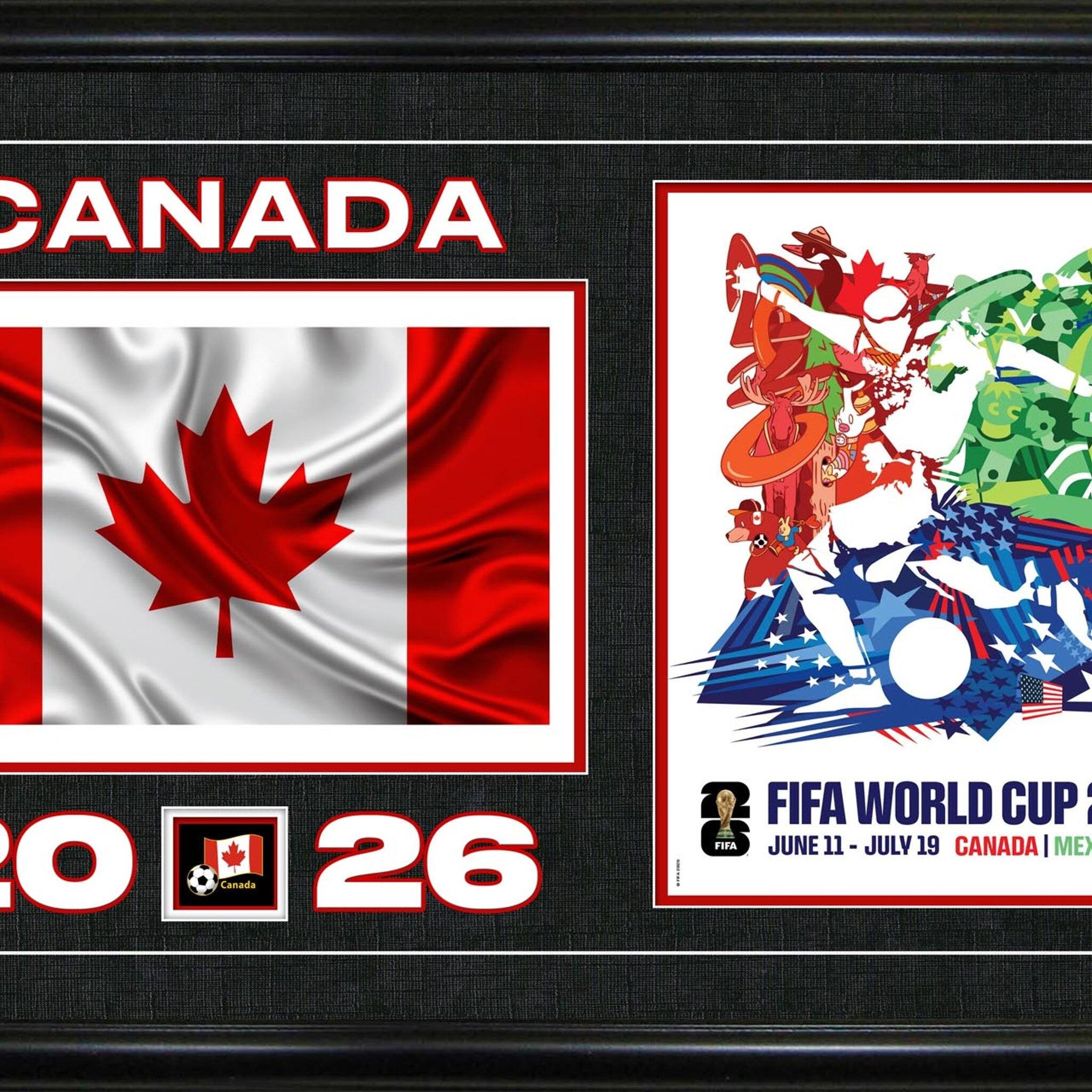 Frameworth 24" x 15" FIFA World Cup 2026 Team Canada Flag Framed Wall Decor