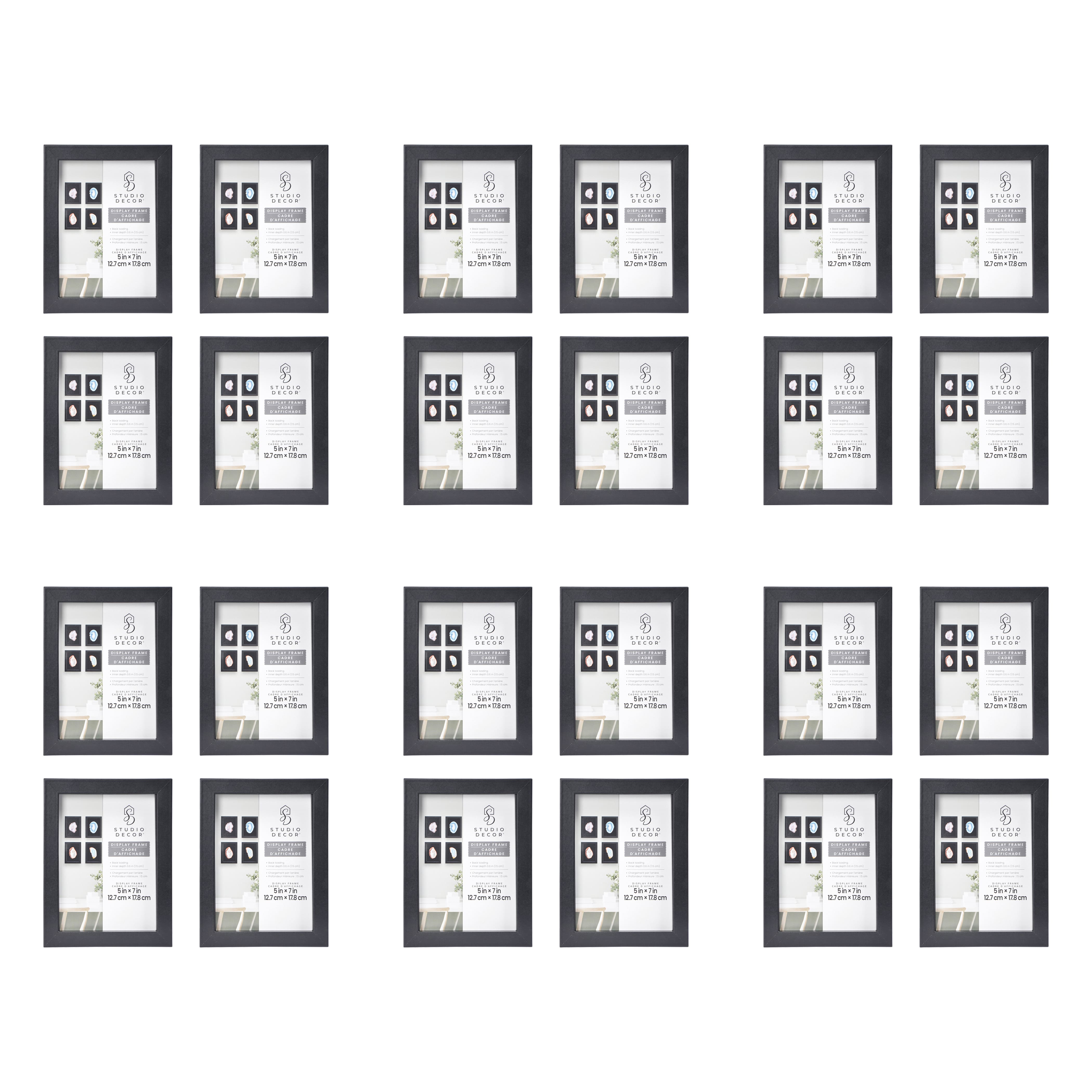 6 Packs: 4 ct. (24 total) 5" x 7" Black Back Loading Shadow Box by Studio Décor®
