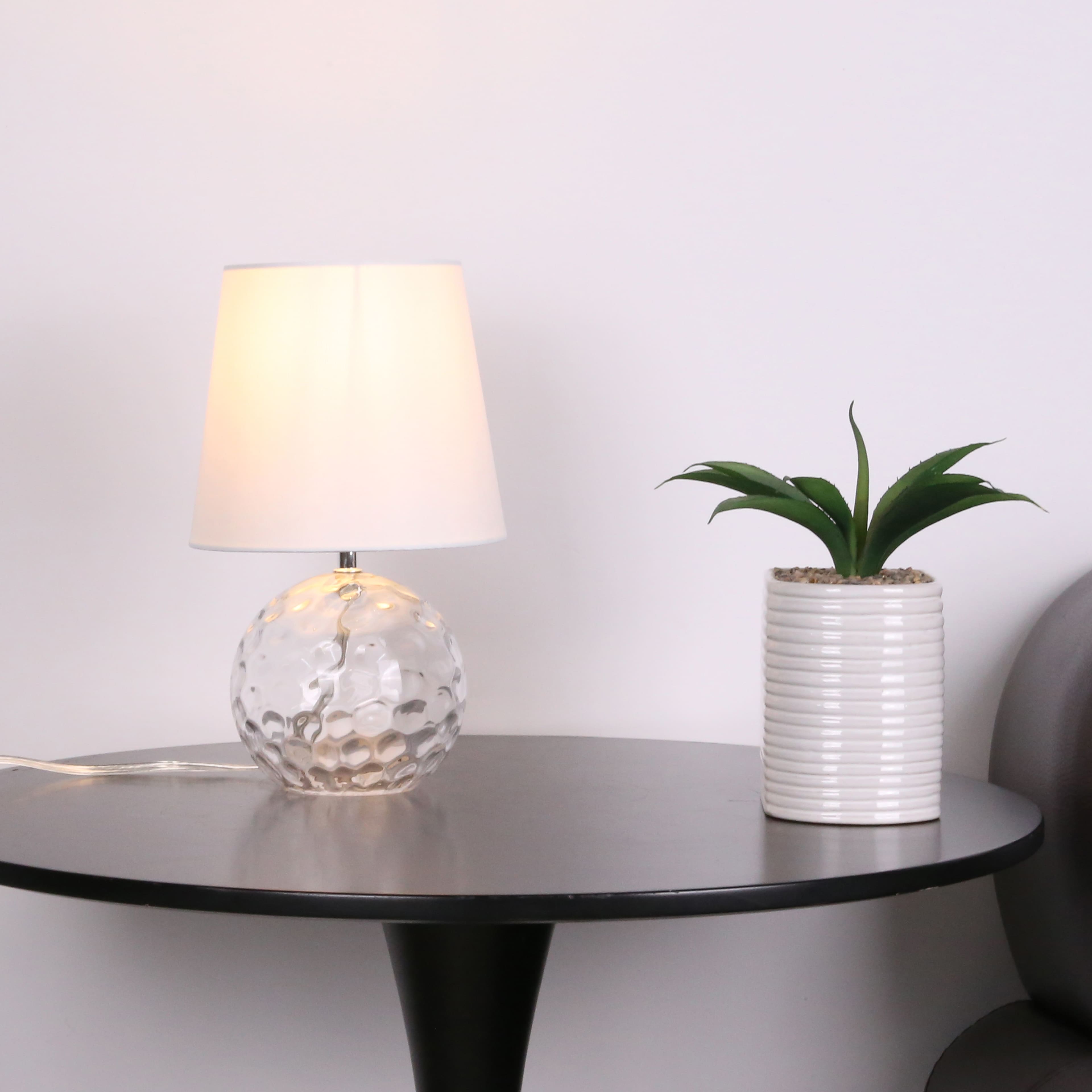 13" Glass Sphere Table Lamp with White Fabric Shade by Ashland
