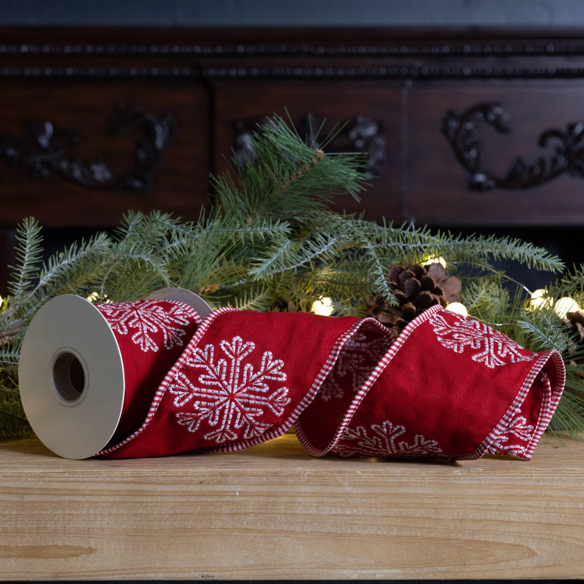 Melrose 4" x 5yd. Snowflake Outline Wired Ribbon