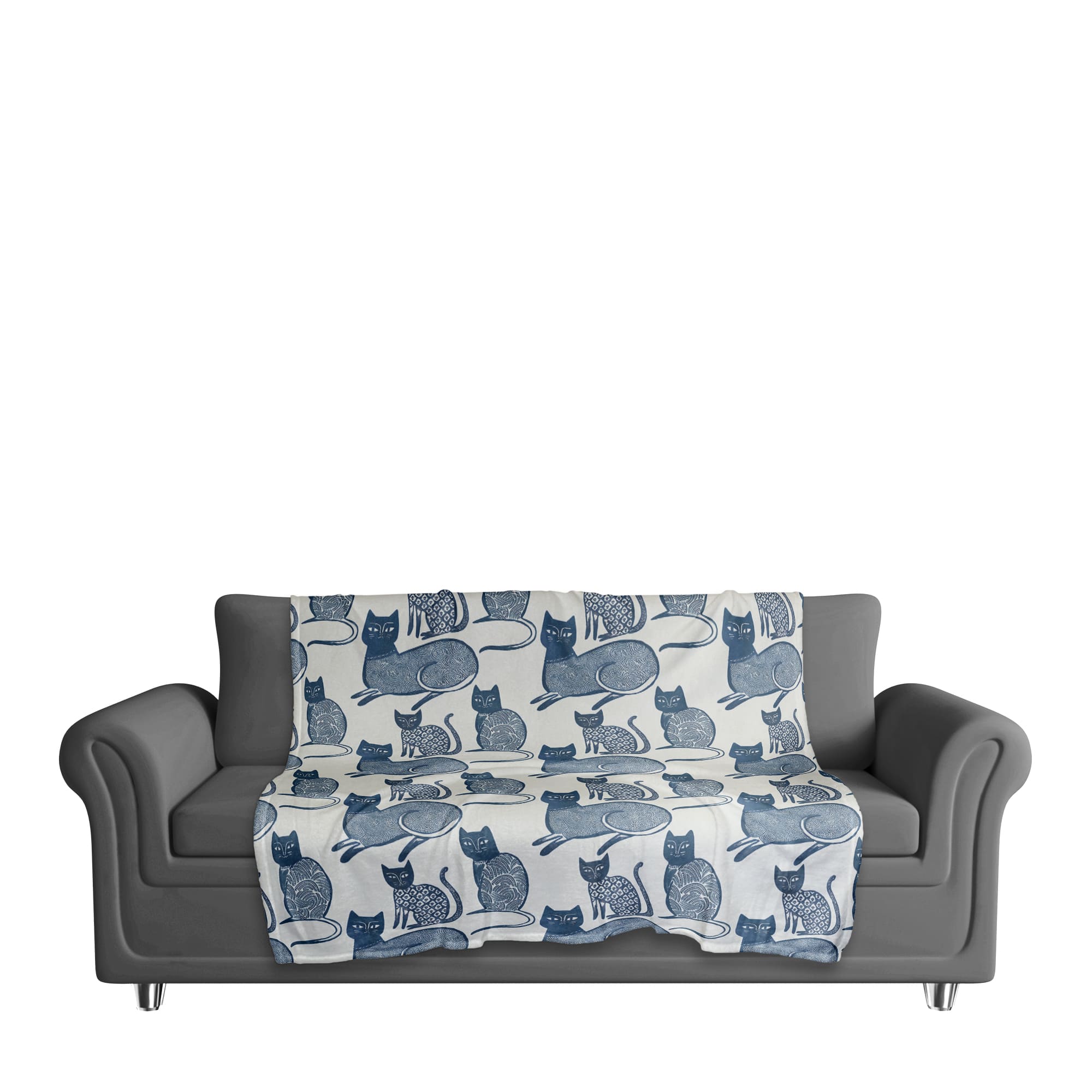 Blue Cat Pattern 50" x 60" Coral Fleece Blanket