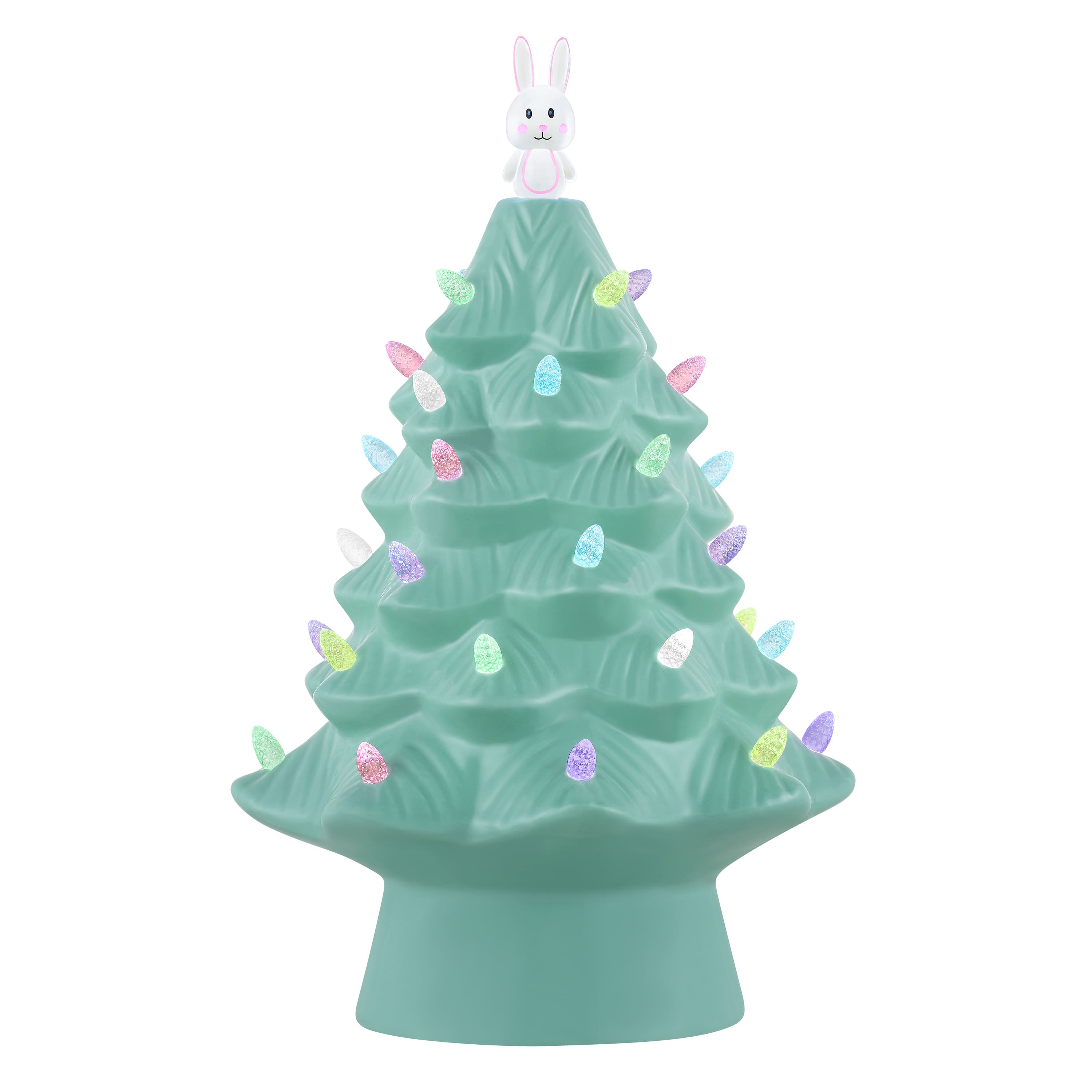 Mr. Cottontail Teal 13" Ceramic Easter Bunny Tree