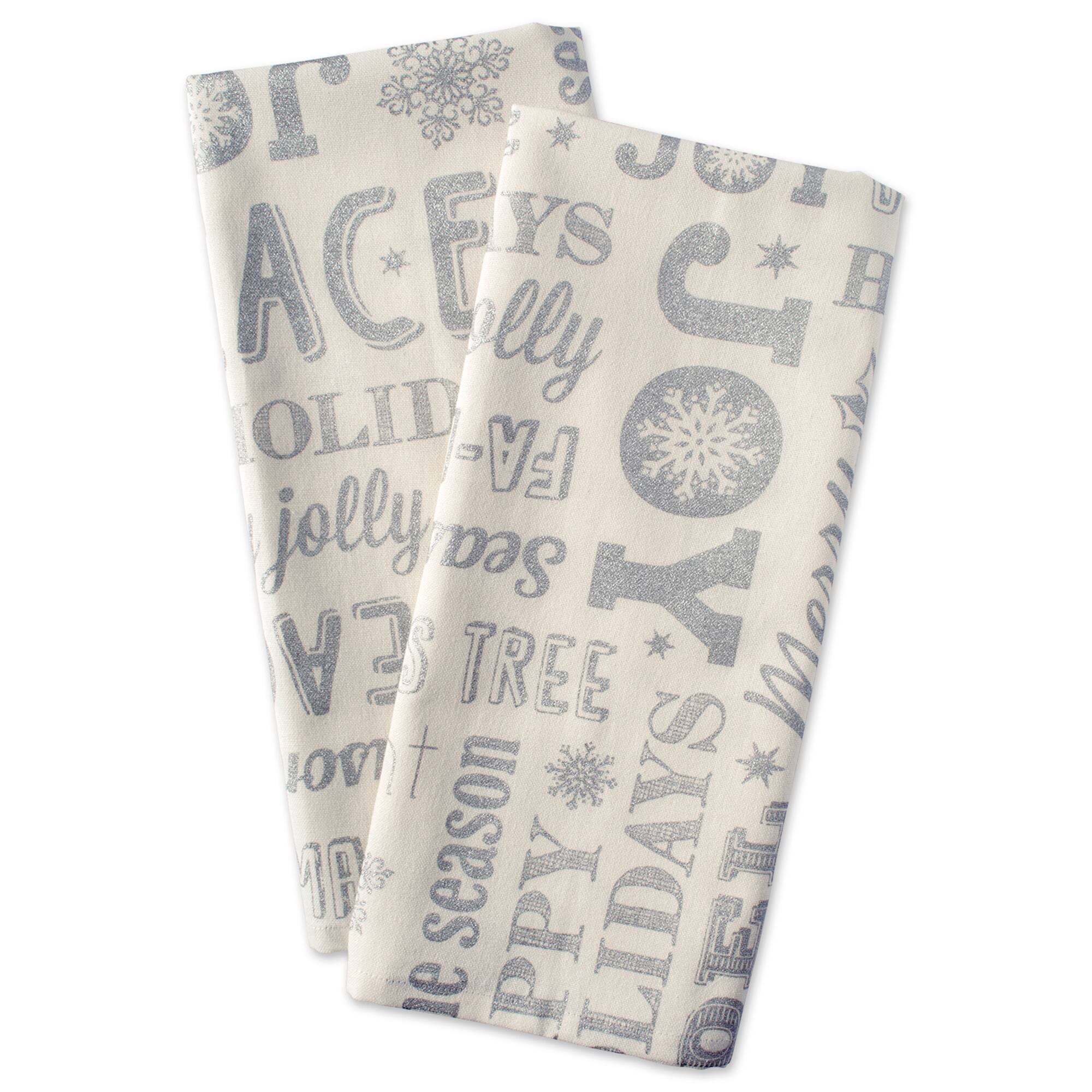 DII® Silver Christmas Collage Dishtowel Set