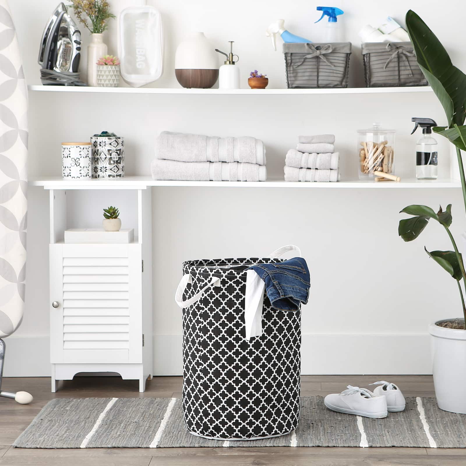 DII® Round Lattice PE-Coated Cotton Polyester Laundry Hamper
