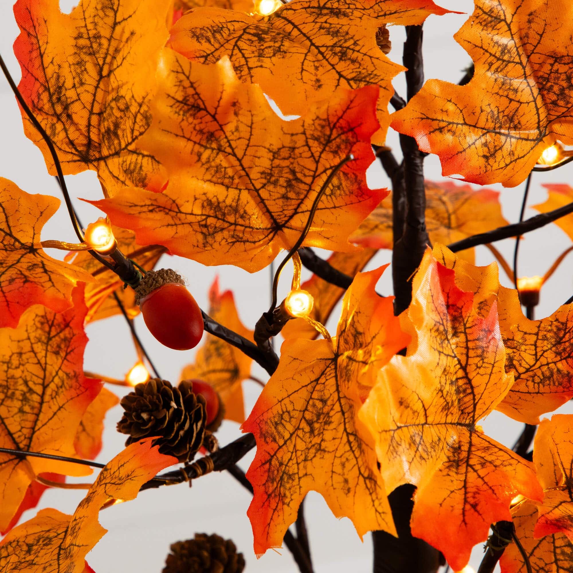 2ft. Pre-Lit Autumn Maple Artificial Fall Tree with Acorns & Pinecones and 18 Warm White LED Lights