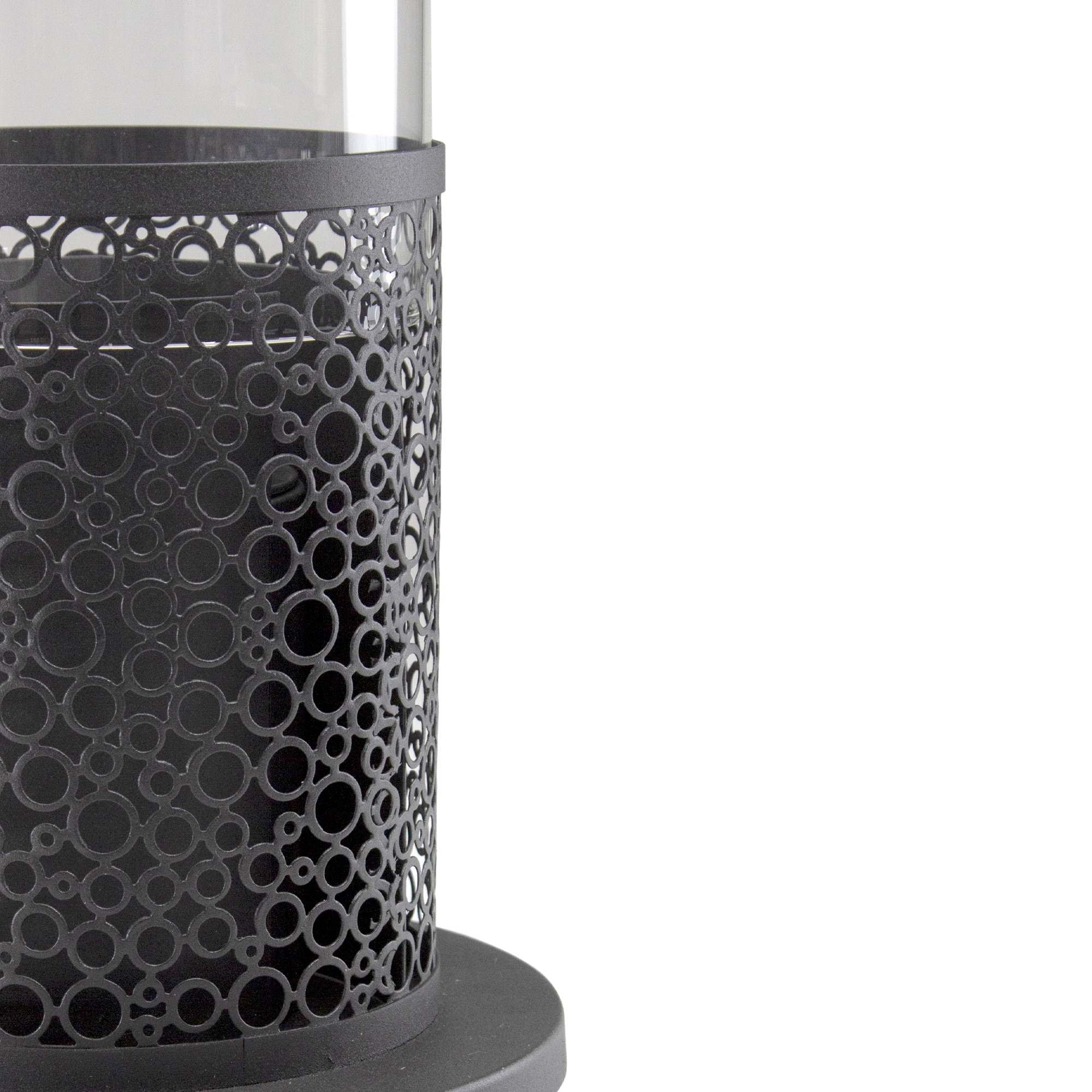 19.75" Bio Ethanol Round Portable Tabletop Fireplace with Black Decorative Base