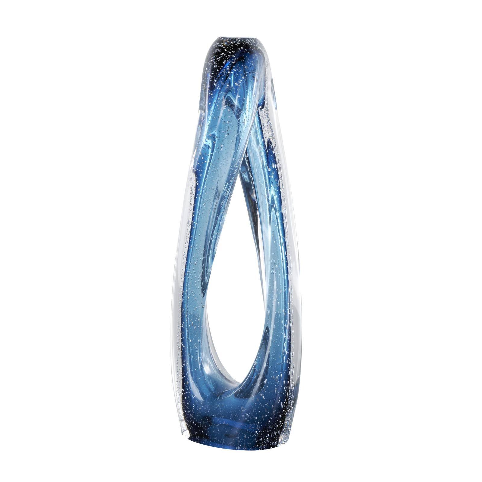 17" Blue Glass Geometric Ombre Twisted Infinity Loop Sculpture