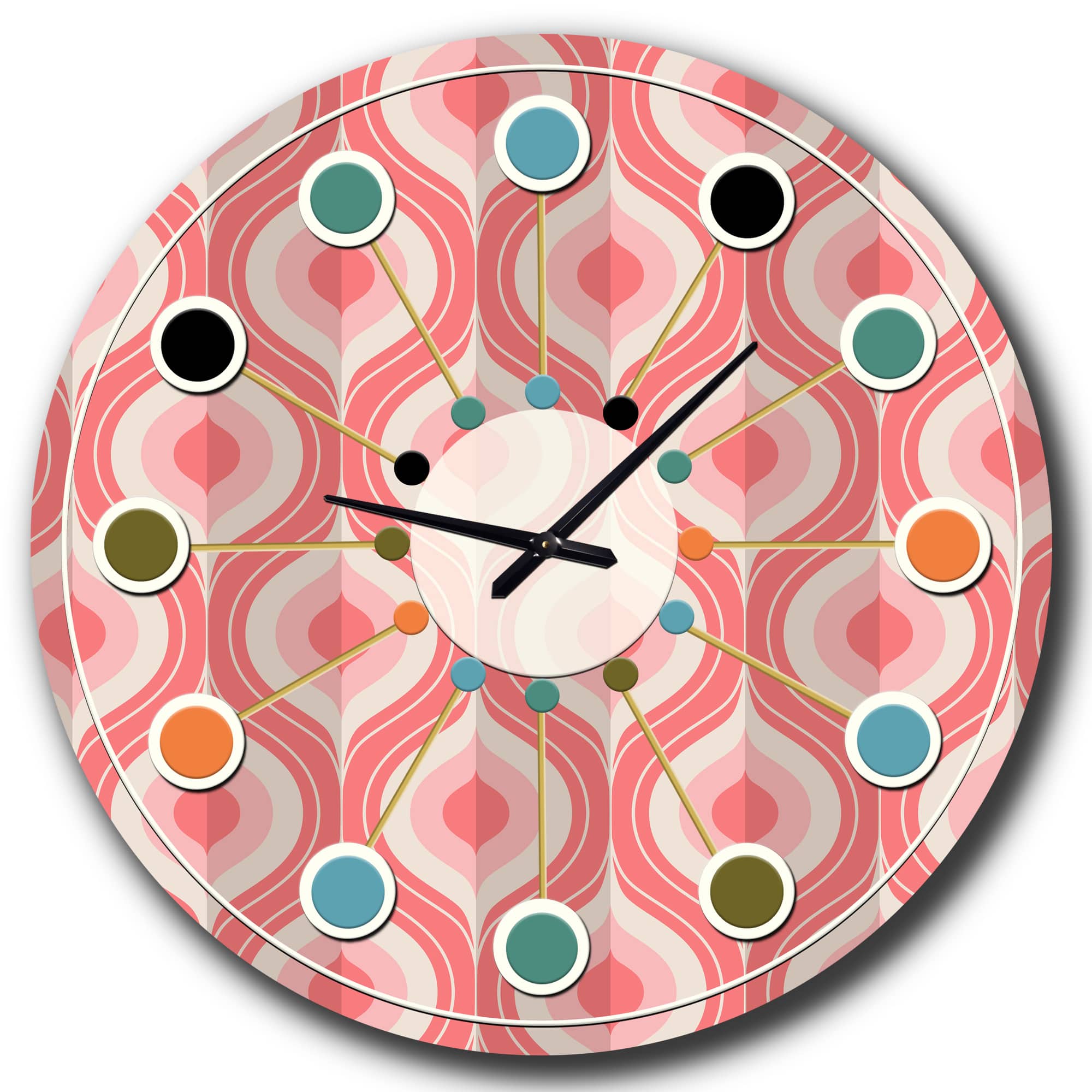Designart 'Golden Marble Design Iii Mid-Century Modern Wall Clock