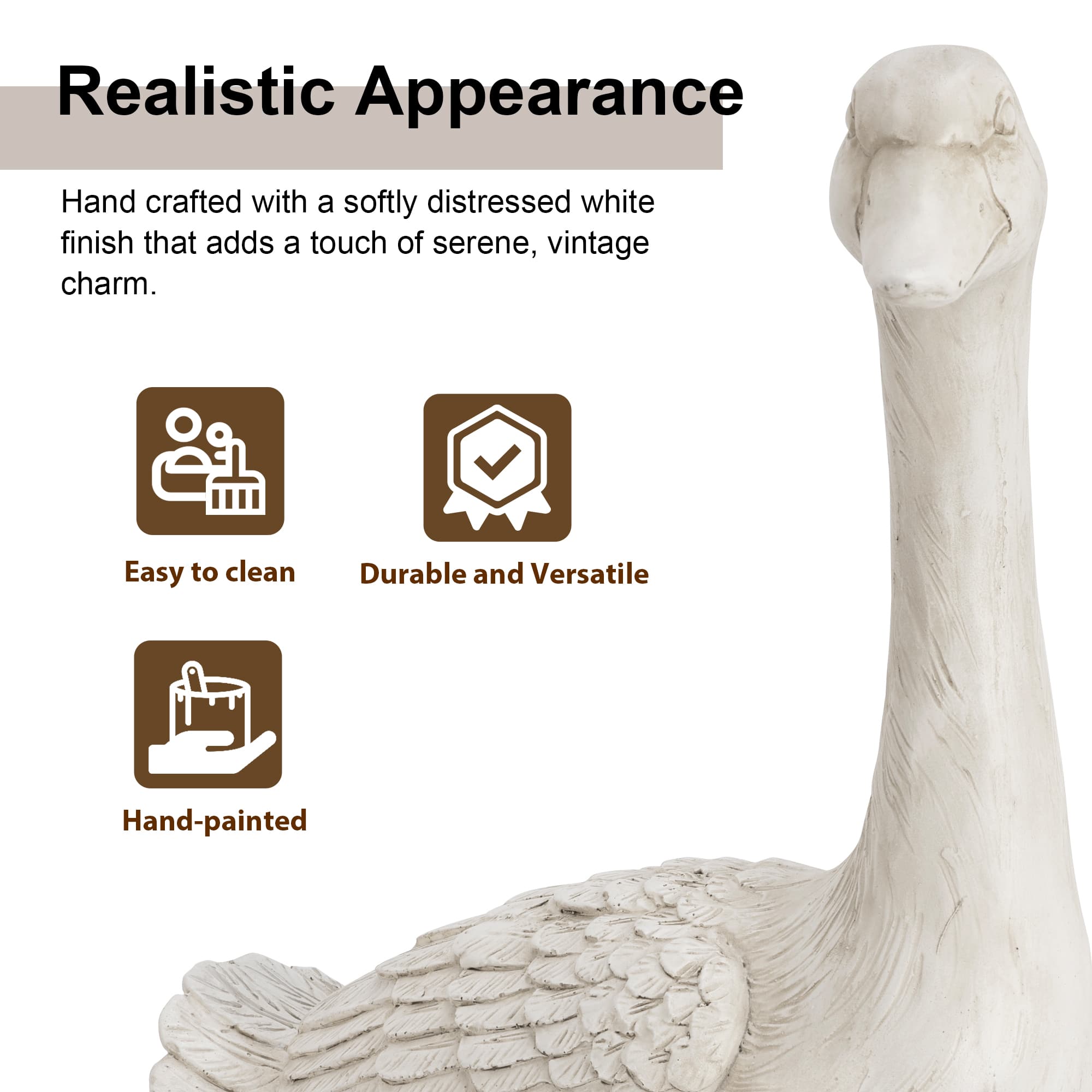 Glitzhome® 20" MGO White Goose Garden Statue