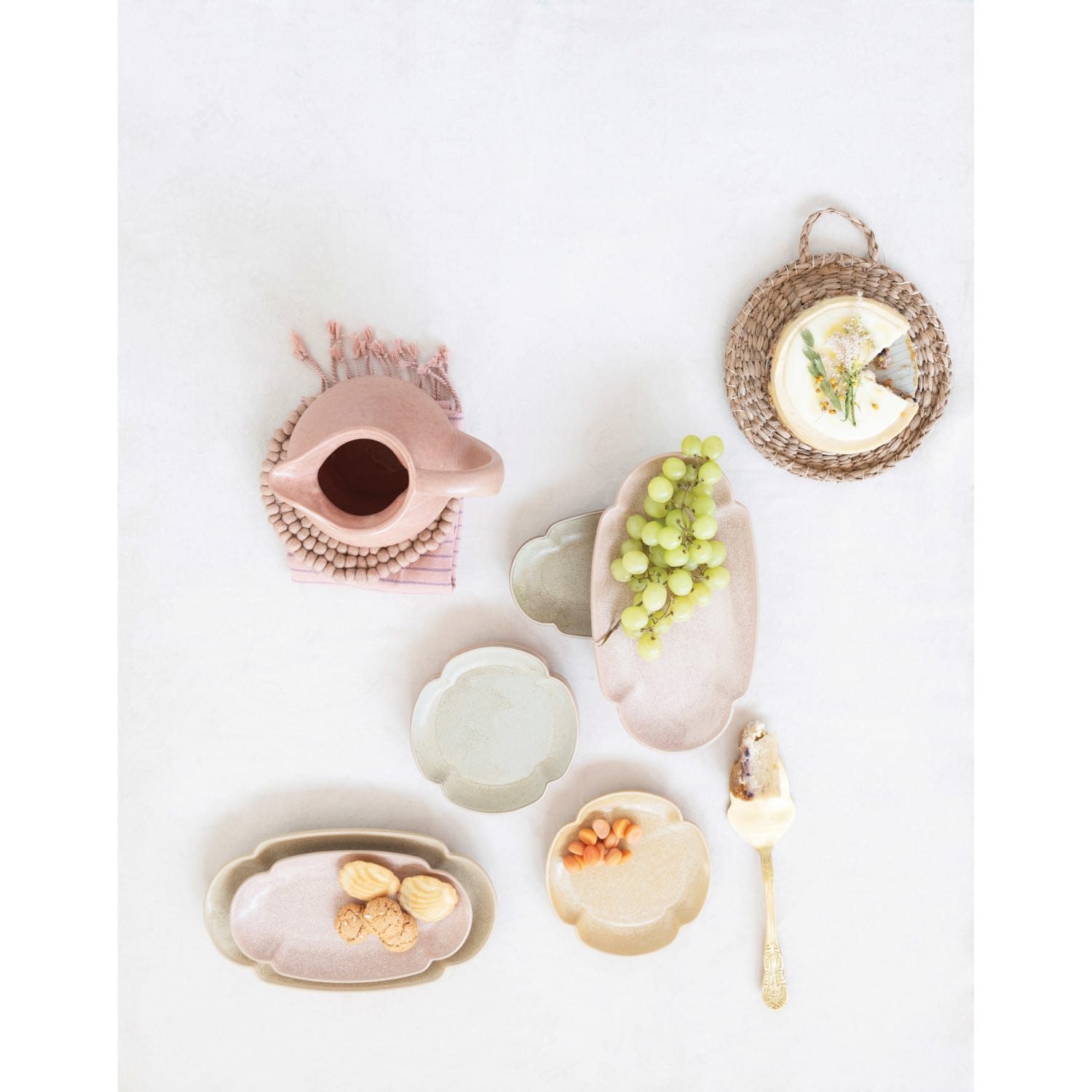 Hello Honey® Green Tones Handmade Wool Felt Ball Coaster Set