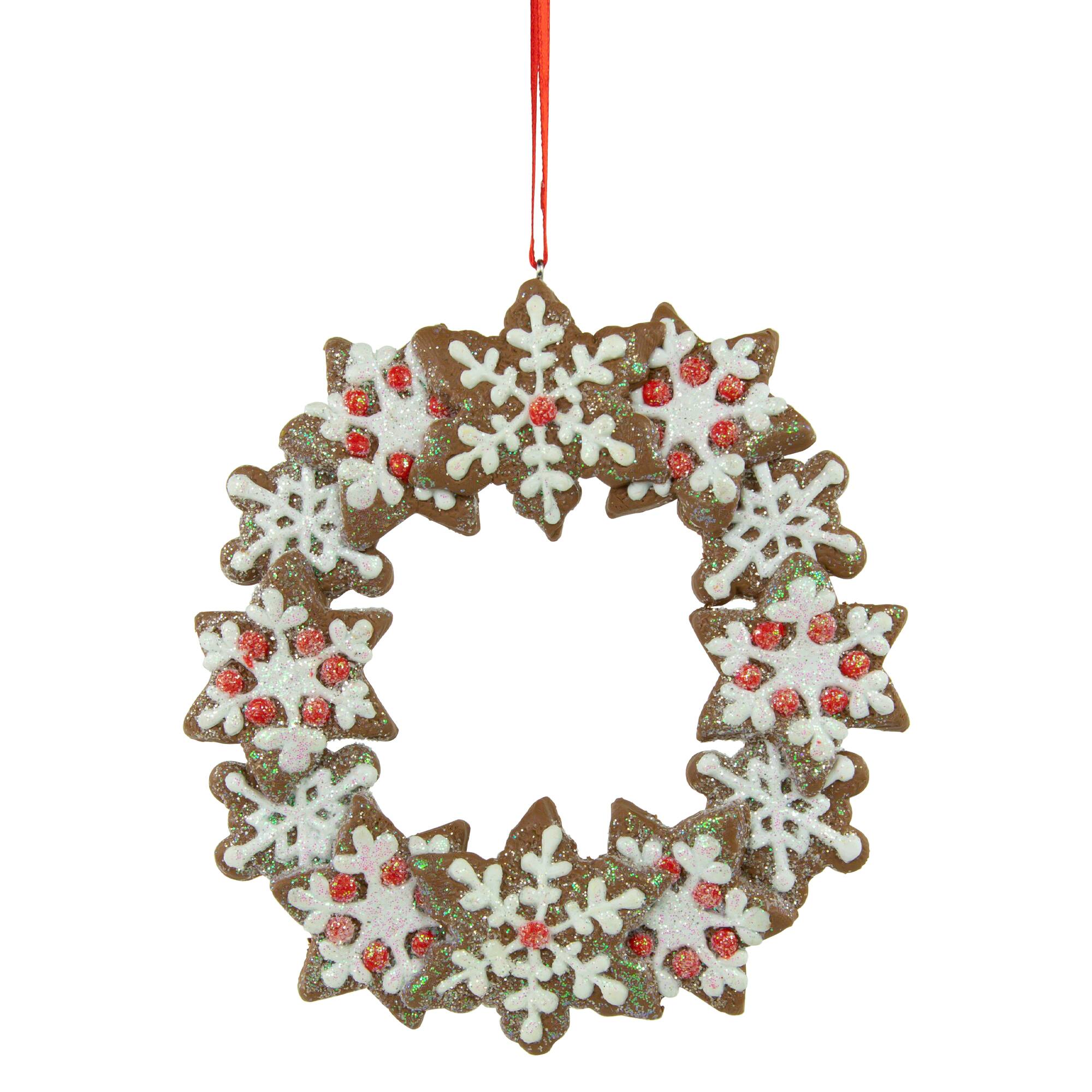 5" Gingerbread Snowflake Wreath Ornament