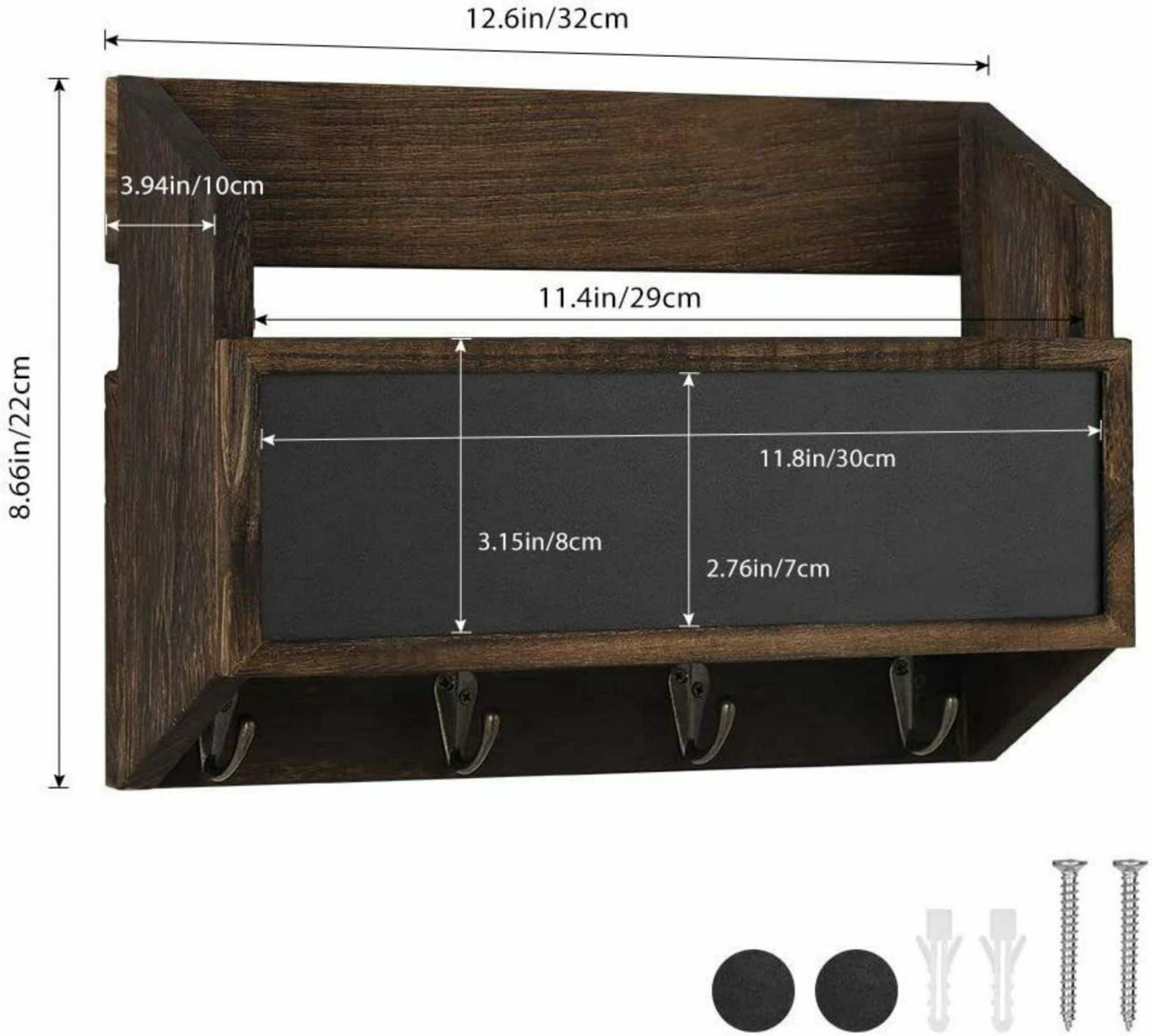 NEX™ Wall Mount Mail & Key Holder Organizer with Chalkboard Surface