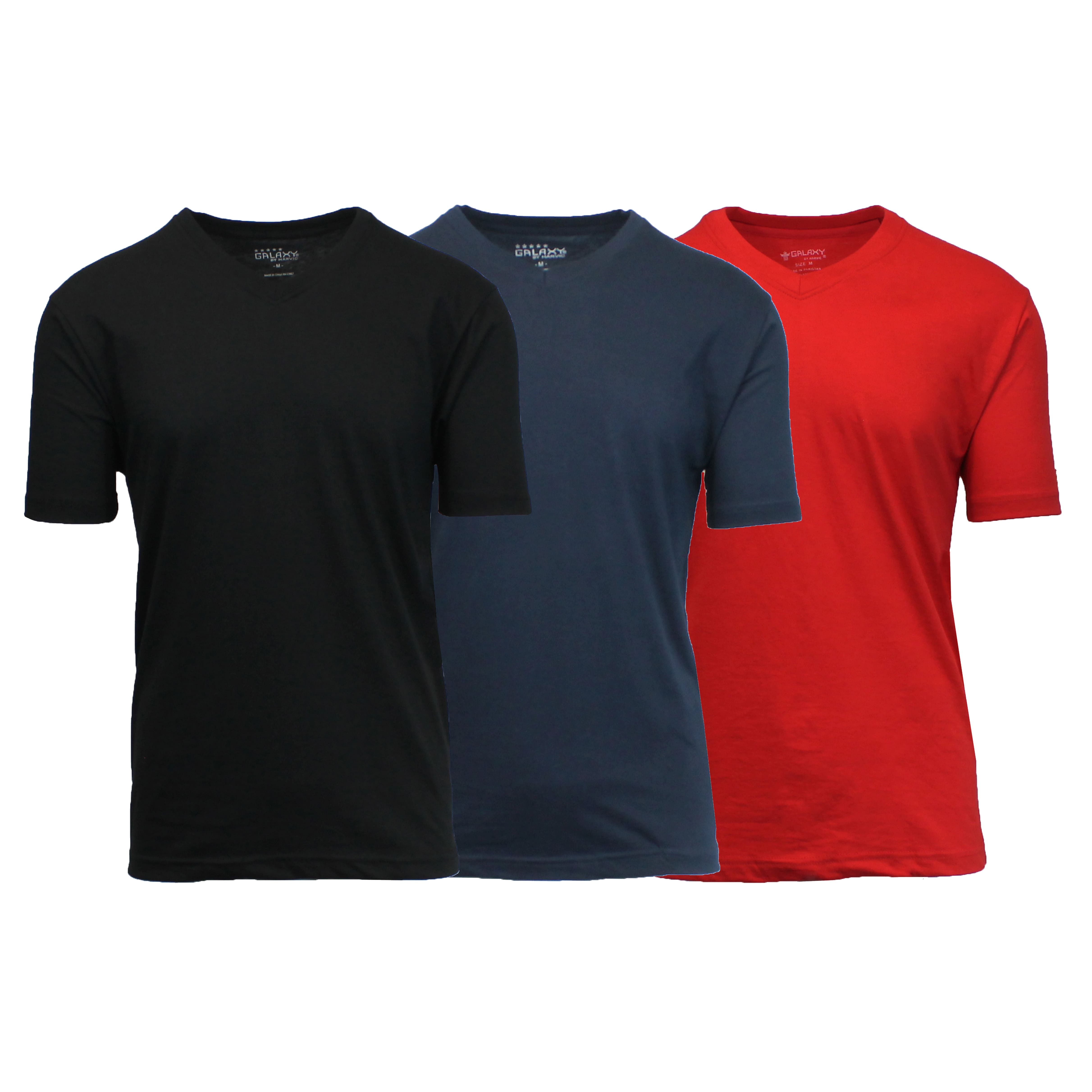 Galaxy by Harvic Men's Short Sleeve V-Neck T-Shirt 3 Pack