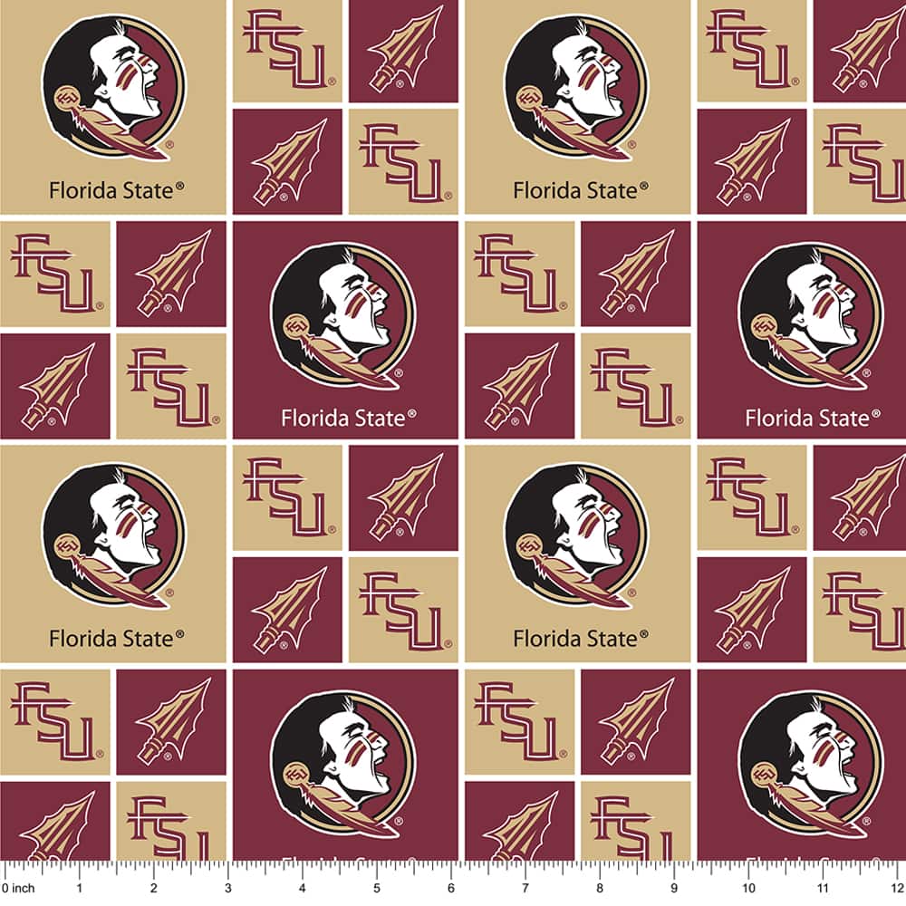 NCAA Florida State University Geometric Cotton Fabric
