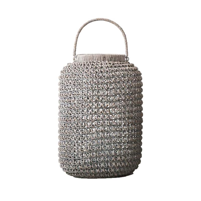 Hello Honey® 20'' Medium Whitewashed Woven Water Hyacinth Lantern