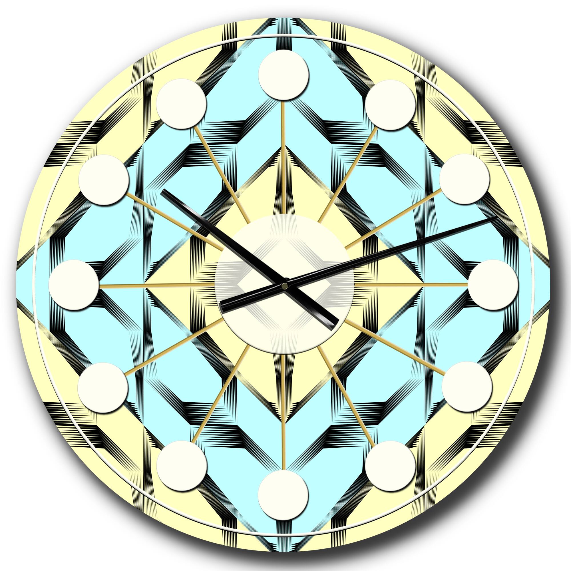 Designart Black & White Fashion Ornament Mid-Century Modern Wall Clock