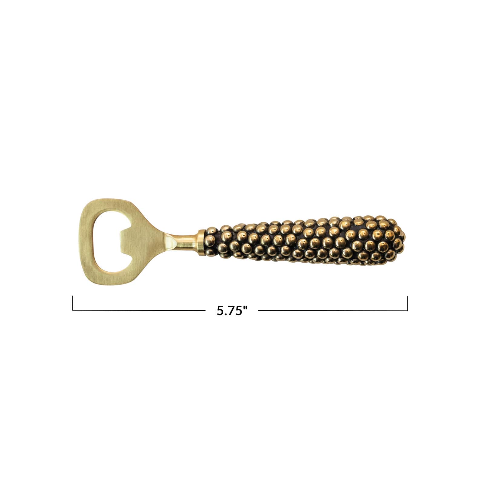 Hello Honey® 6" Brass Stainless Steel Bottle Opener with Cast Beaded Handle