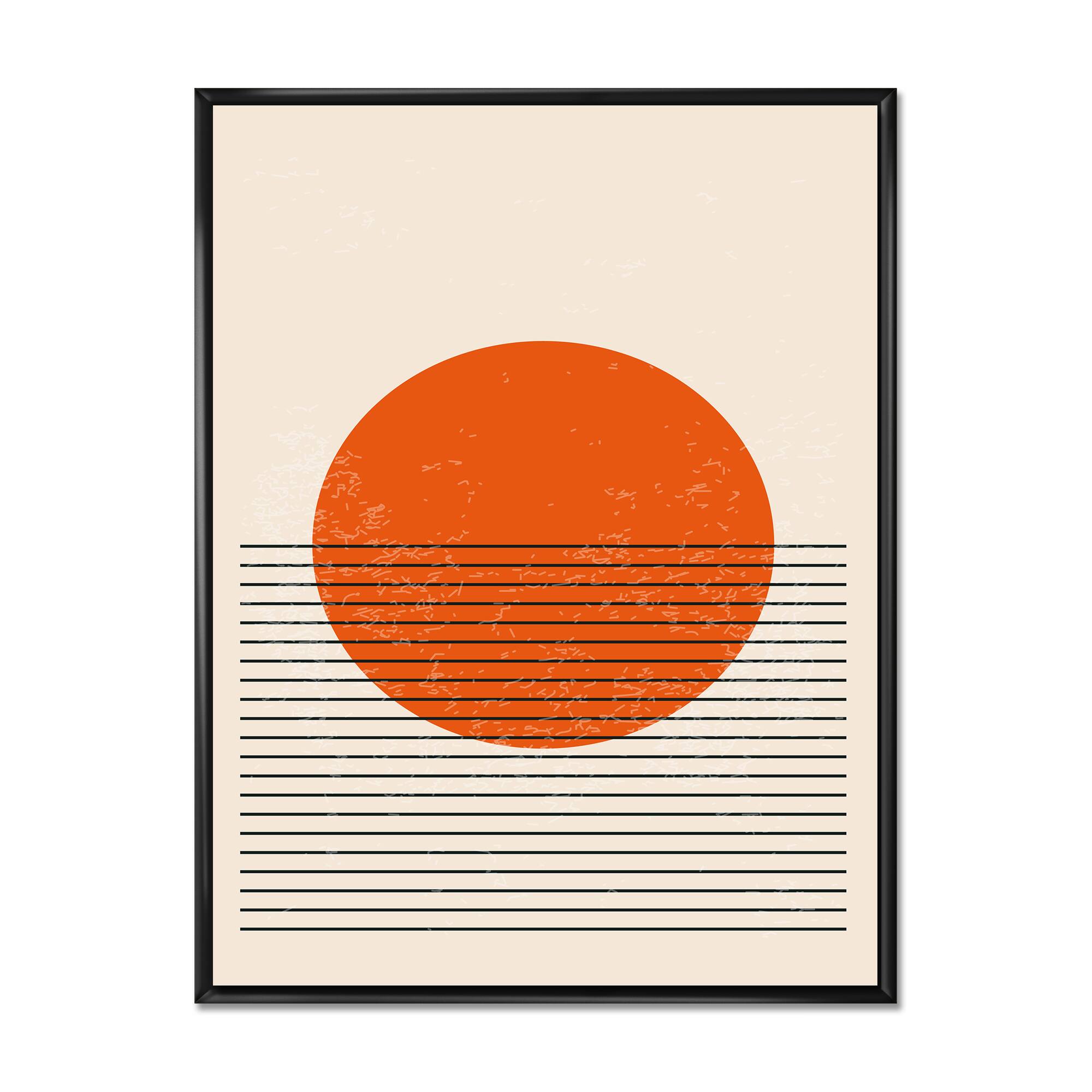 Designart - Minimal Geometric Compostions Of Elementary Forms XIII - Modern Canvas Wall Art Print in Black Frame