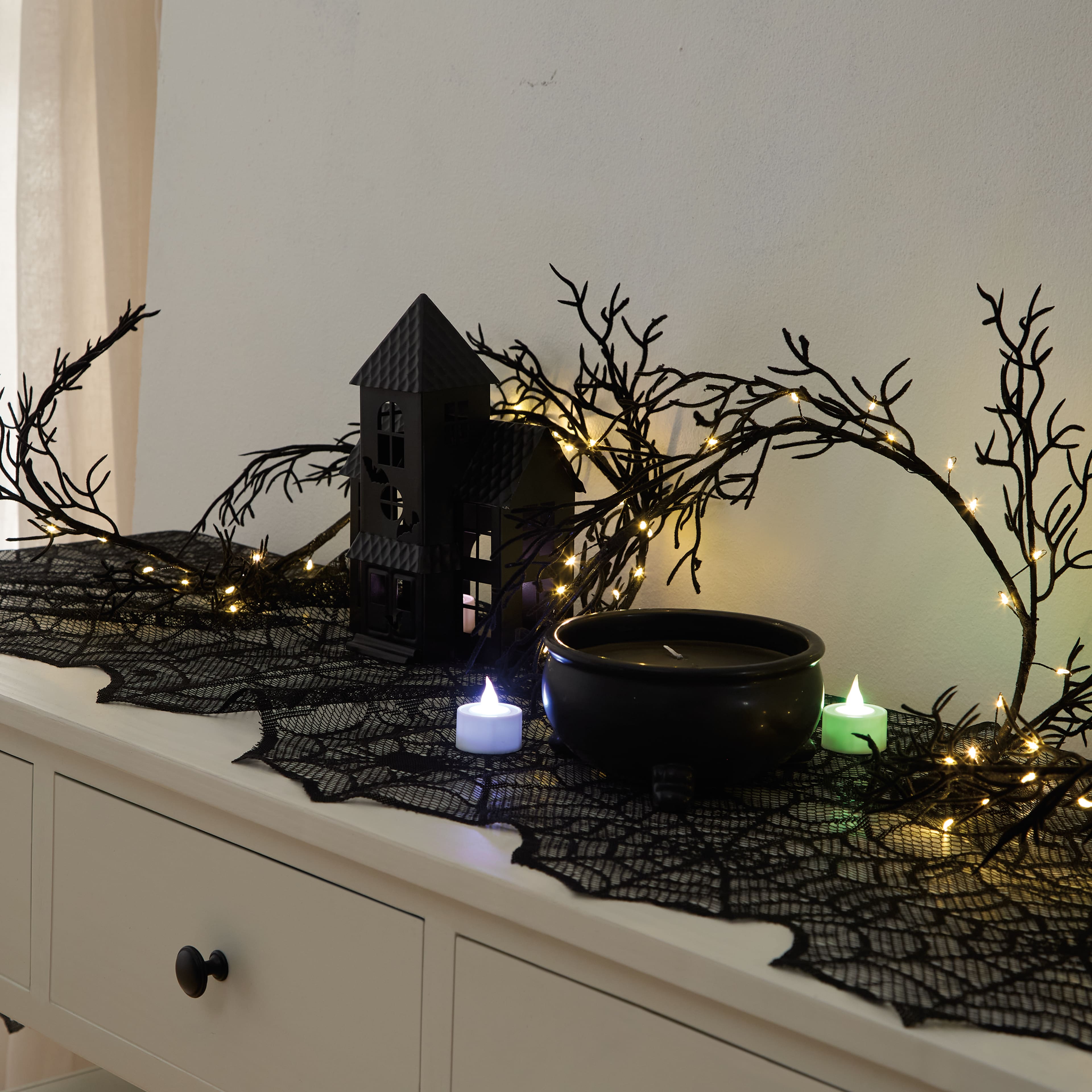 48ct. Black Flocked Branch LED String Lights by Ashland®