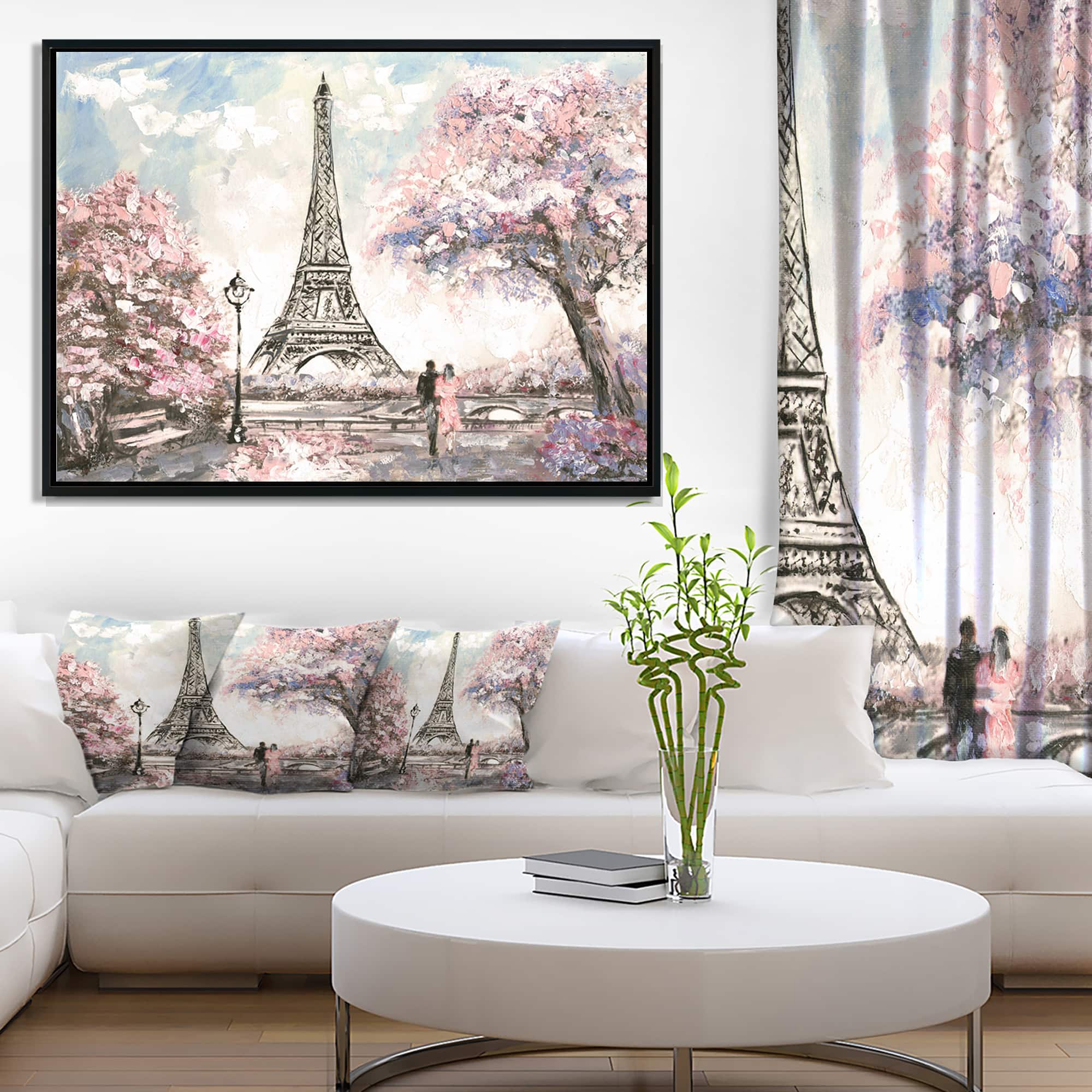 Designart - Eiffel with Pink Flowers