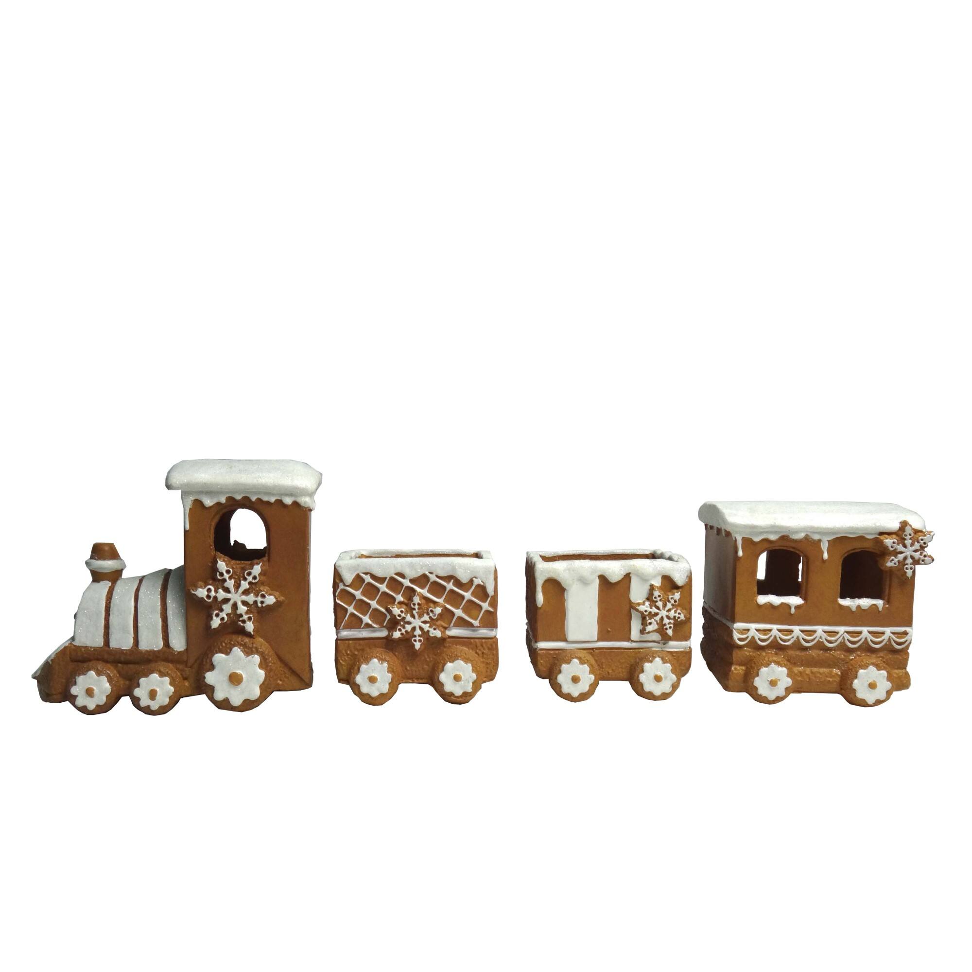 17.75" Frosted Gingerbread Train Tabletop Christmas Decoration