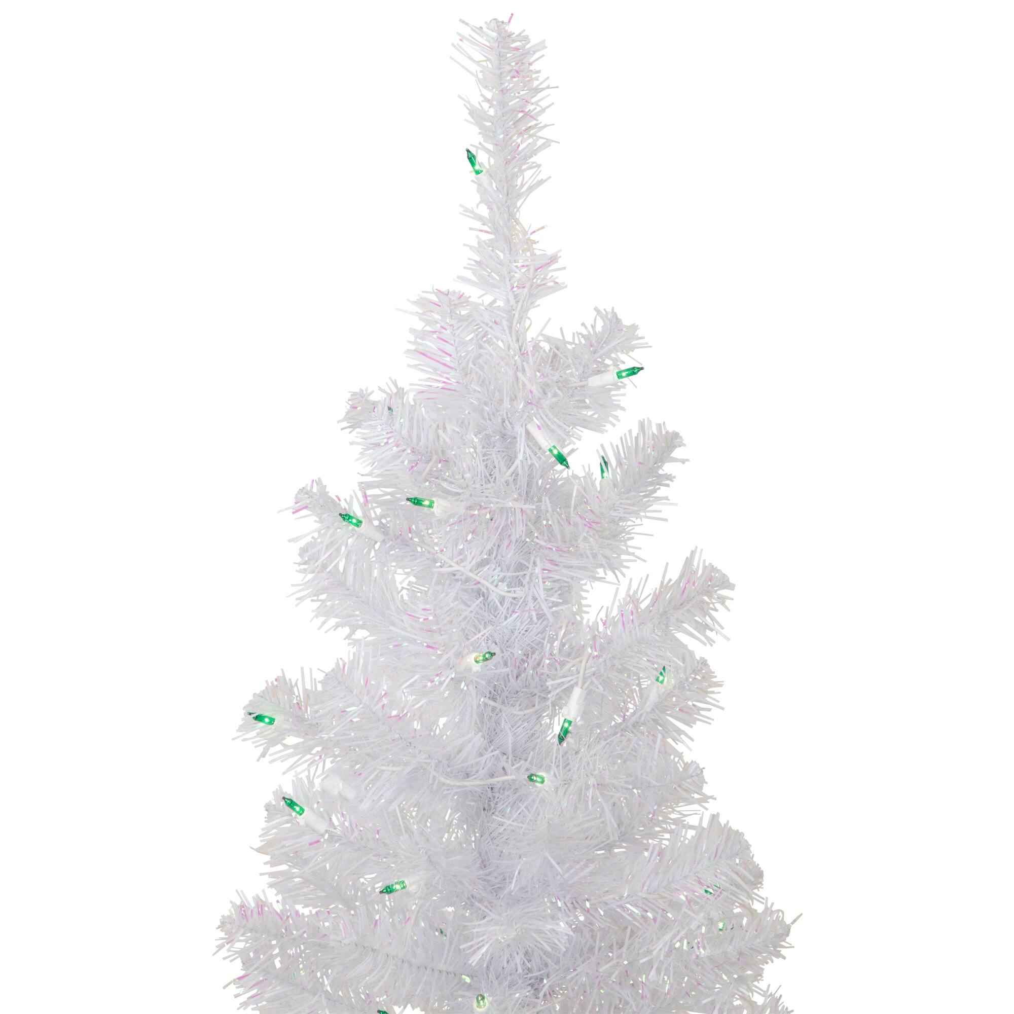 4ft. Pre-Lit White Rockport Pine Artificial Christmas Tree, Green Lights