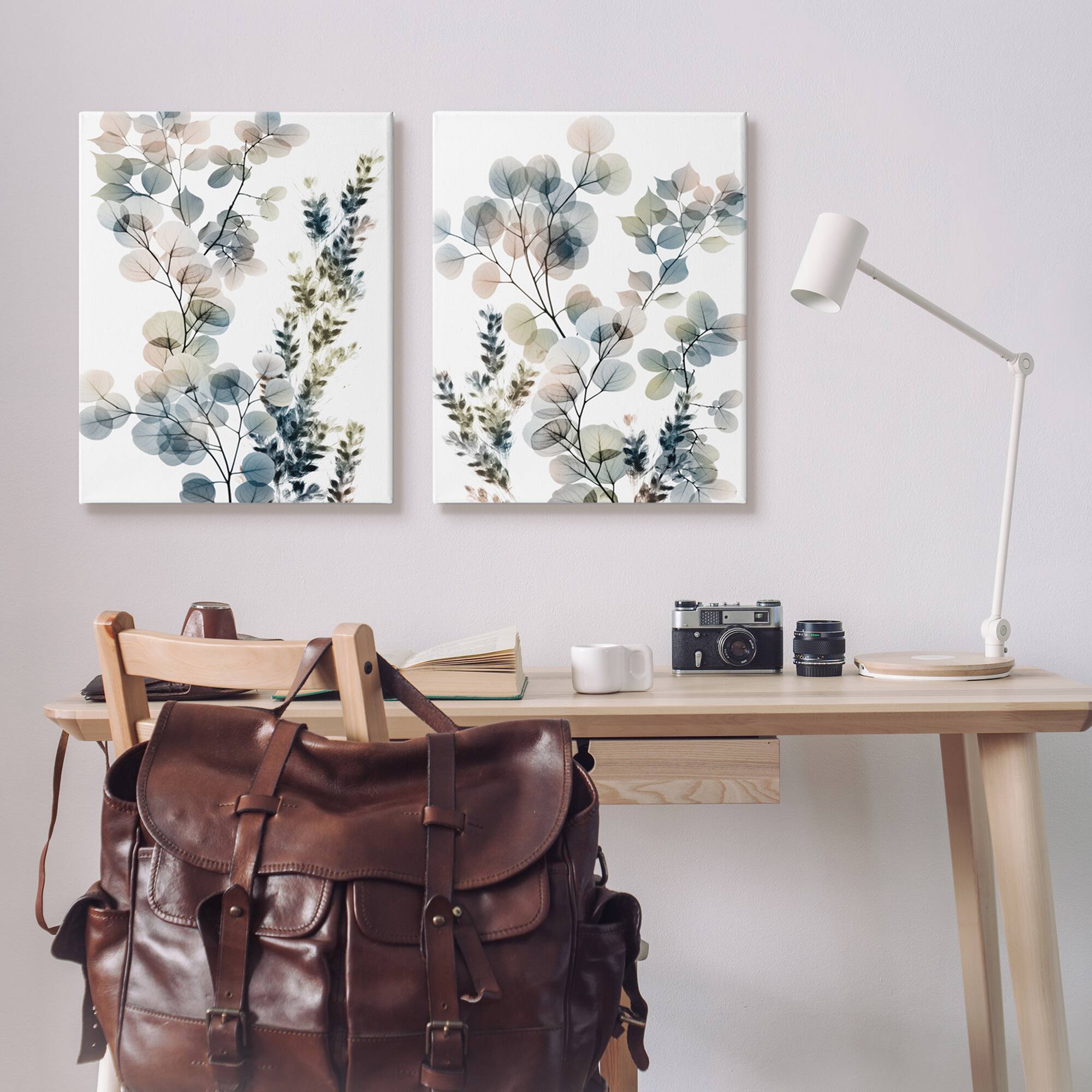 Stupell Industries Collage of Translucent Plants Blue Green BeigeCanvas Wall Art