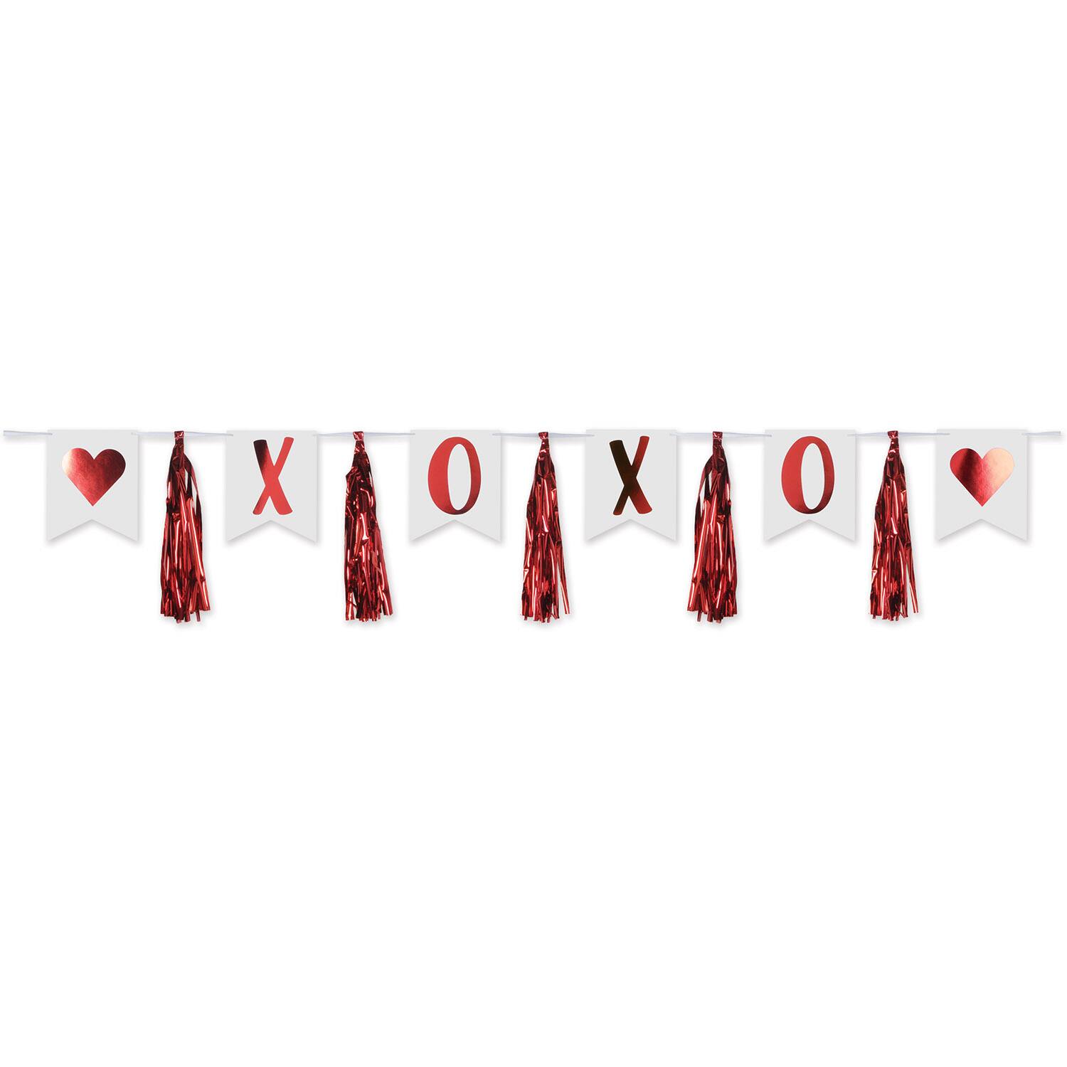 Beistle 6ft. Red & White XOXO Tassel Streamers, 2ct.