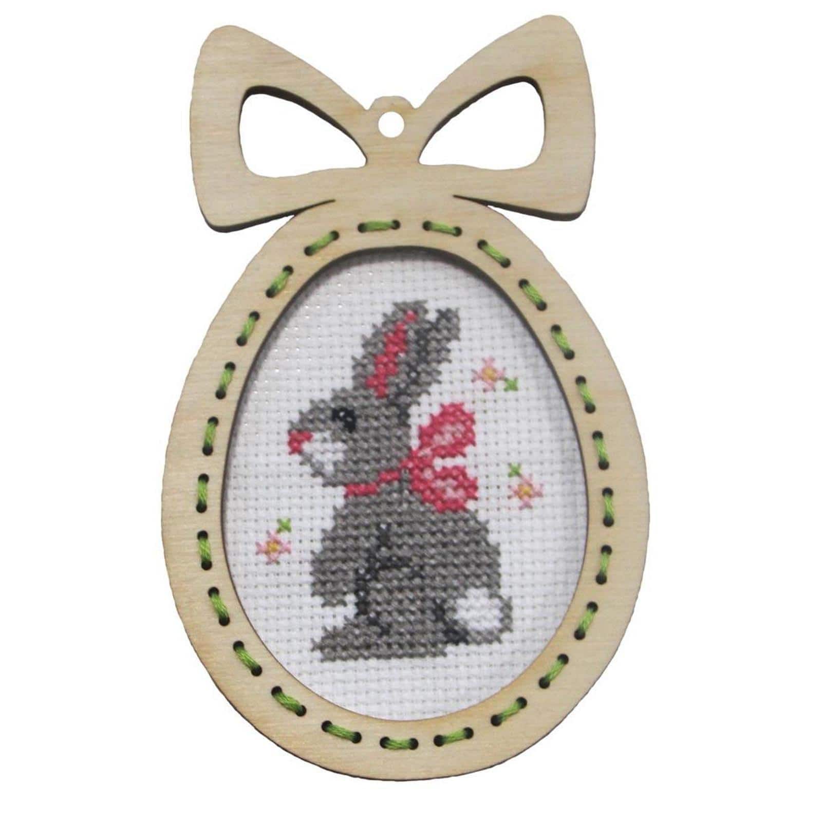 Orchidea Easter Egg Bunny Counted Cross Stitch Plywood Frame Craft Kit