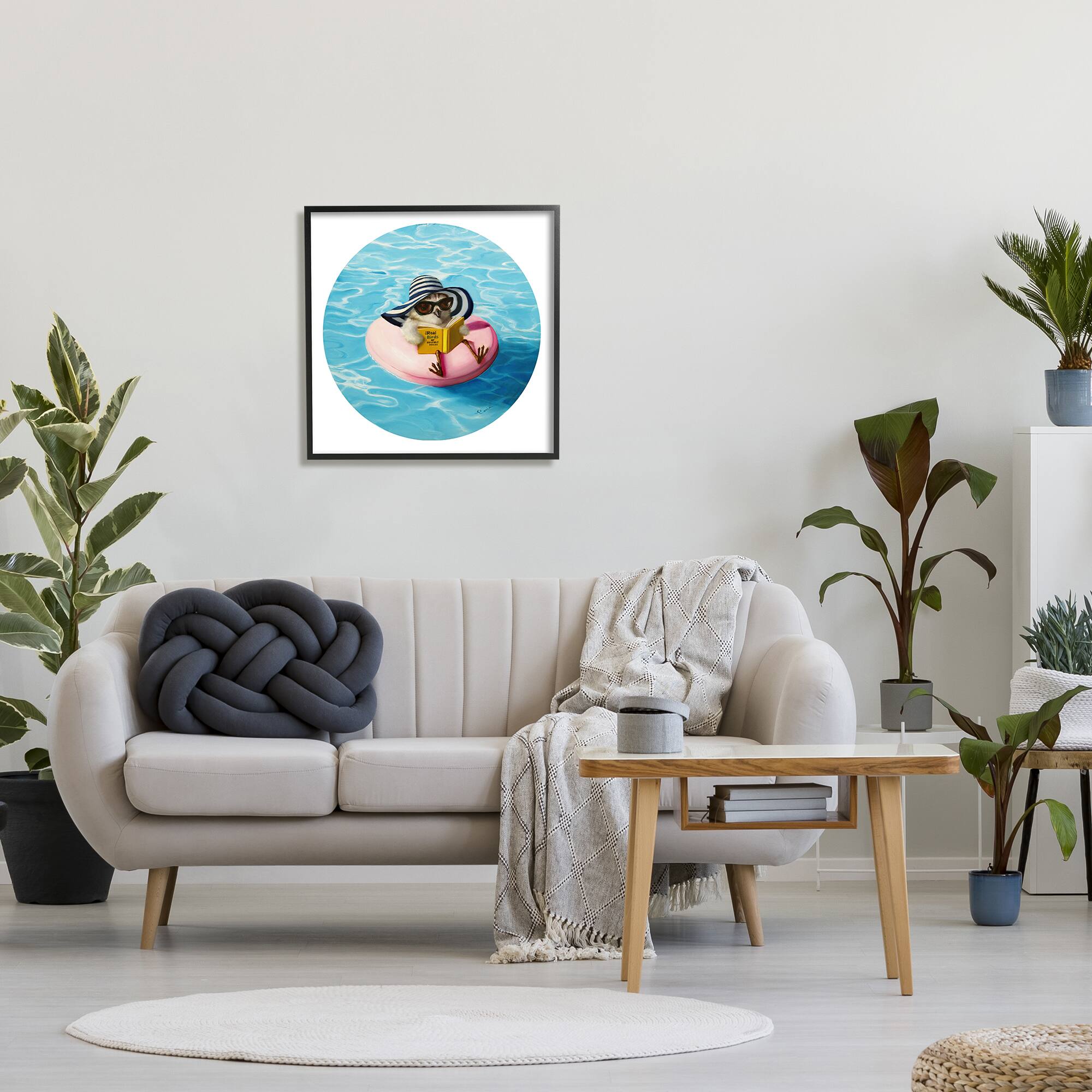 Stupell Industries Bird Reading Book Pool Float Beverly Hills Sun Hat Framed Wall Art